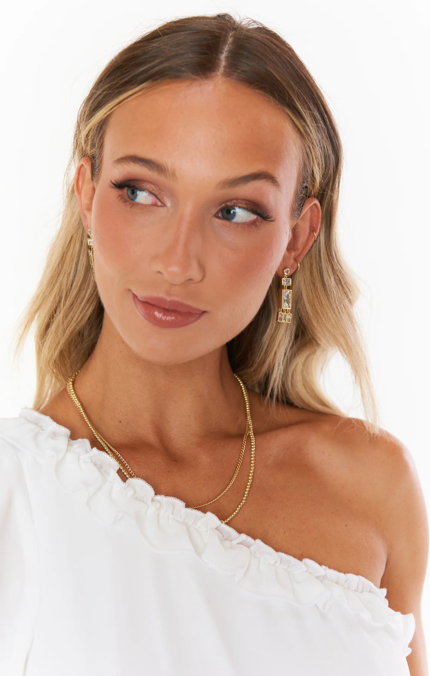 LUV AJ Baguette Shaker Statement Studs ~ Gold Plated