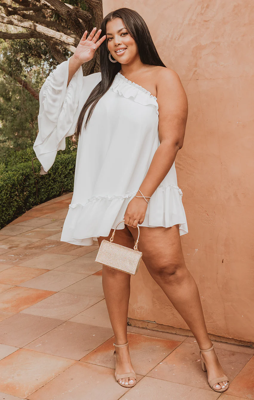 Wonder Mini Dress ~ White Silky Crepe