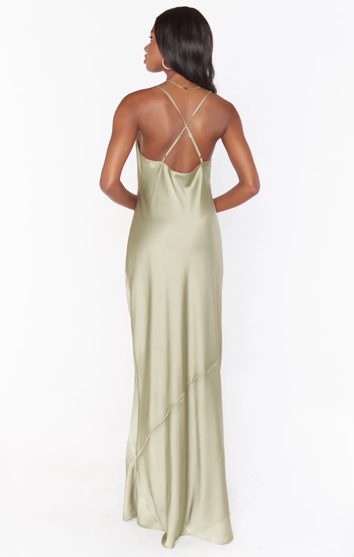 Tuscany Maxi Slip Dress ~ Moss Green Luxe Satin