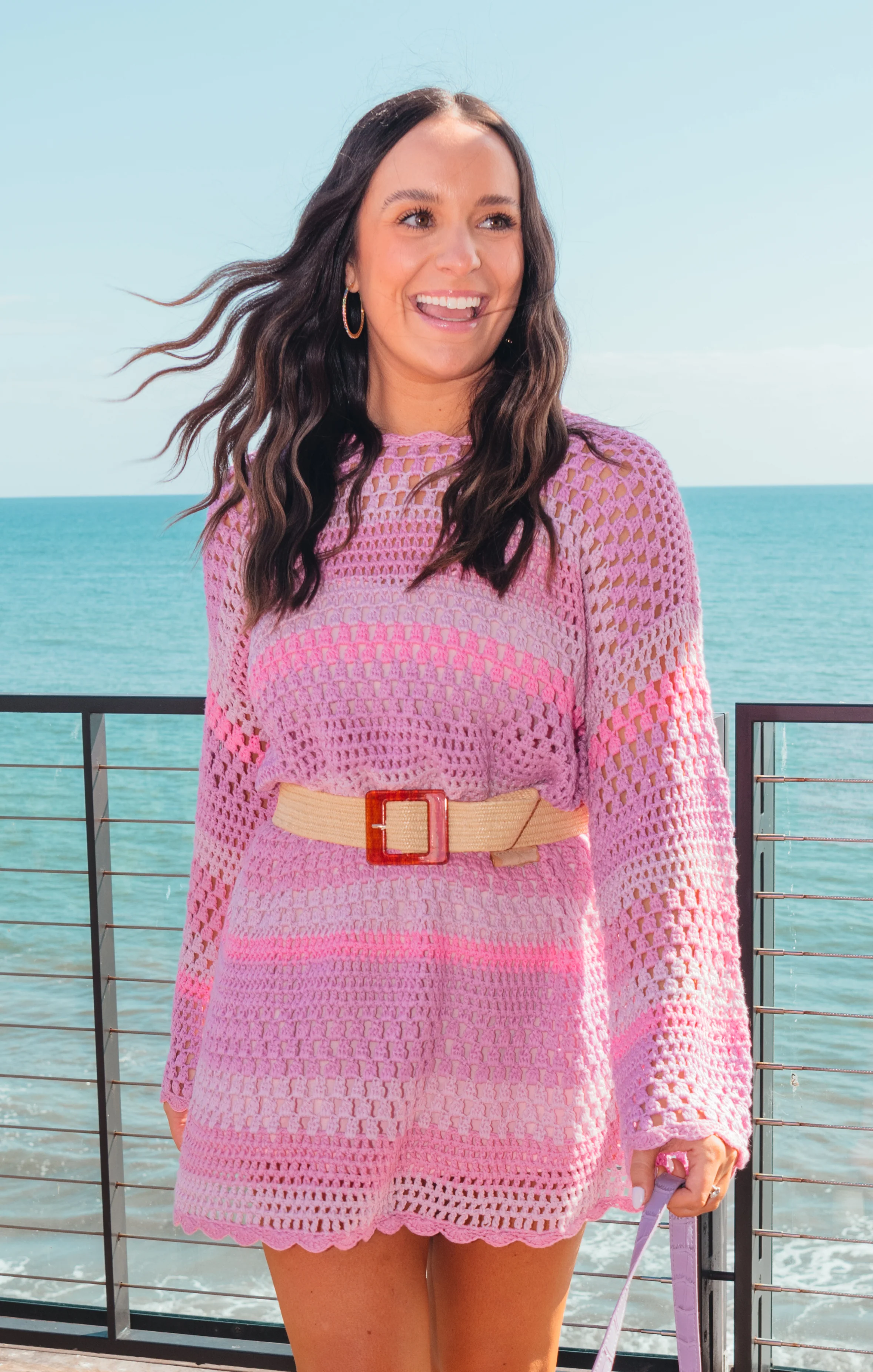 Barbie Stripe Crochet Pullover