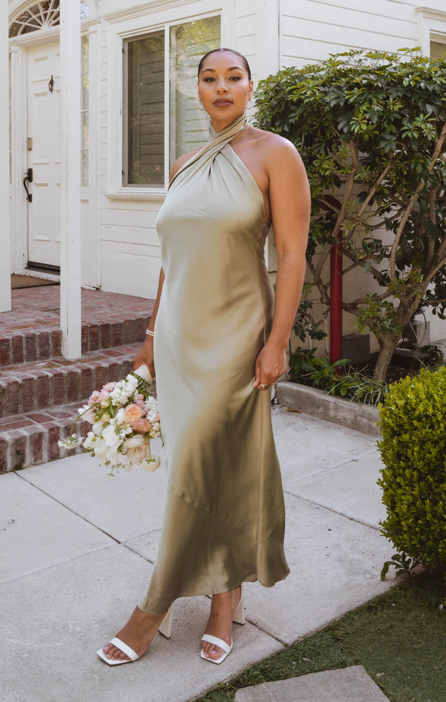 Luna Halter Maxi Dress ~ Forest Green Velvet