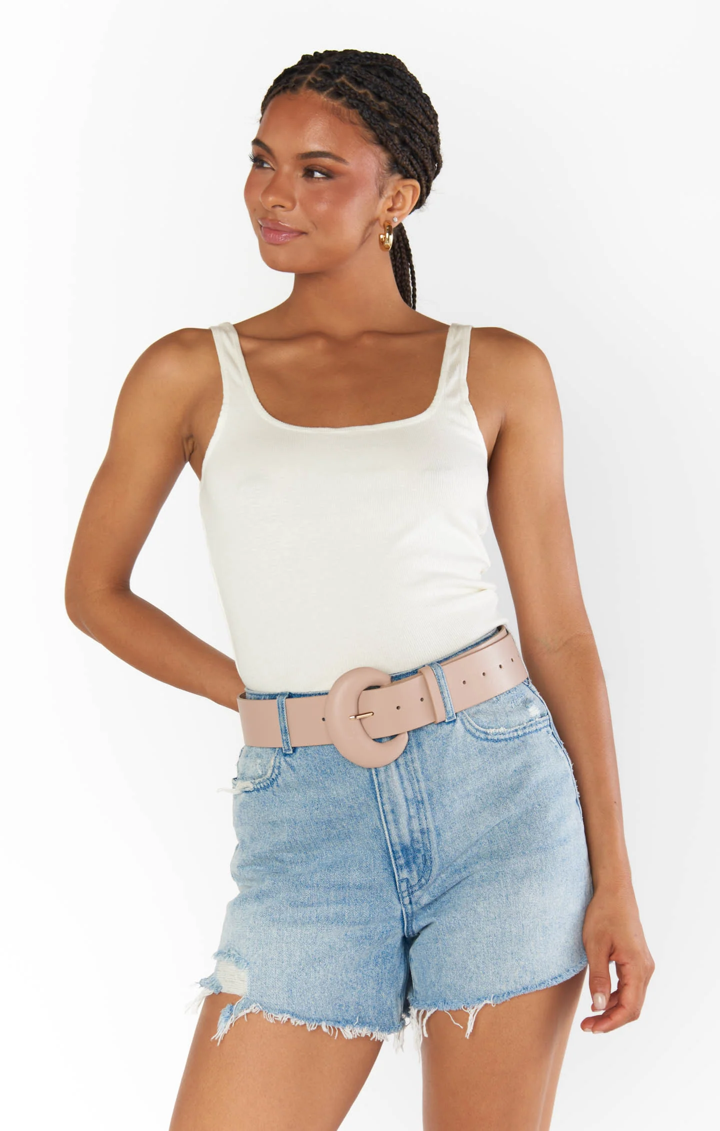 Round Buckle Belt ~ Taupe