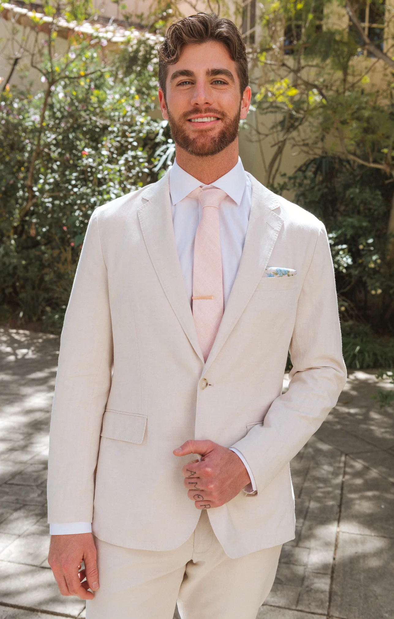 Nico Neck Tie ~ Dusty Blush Linen