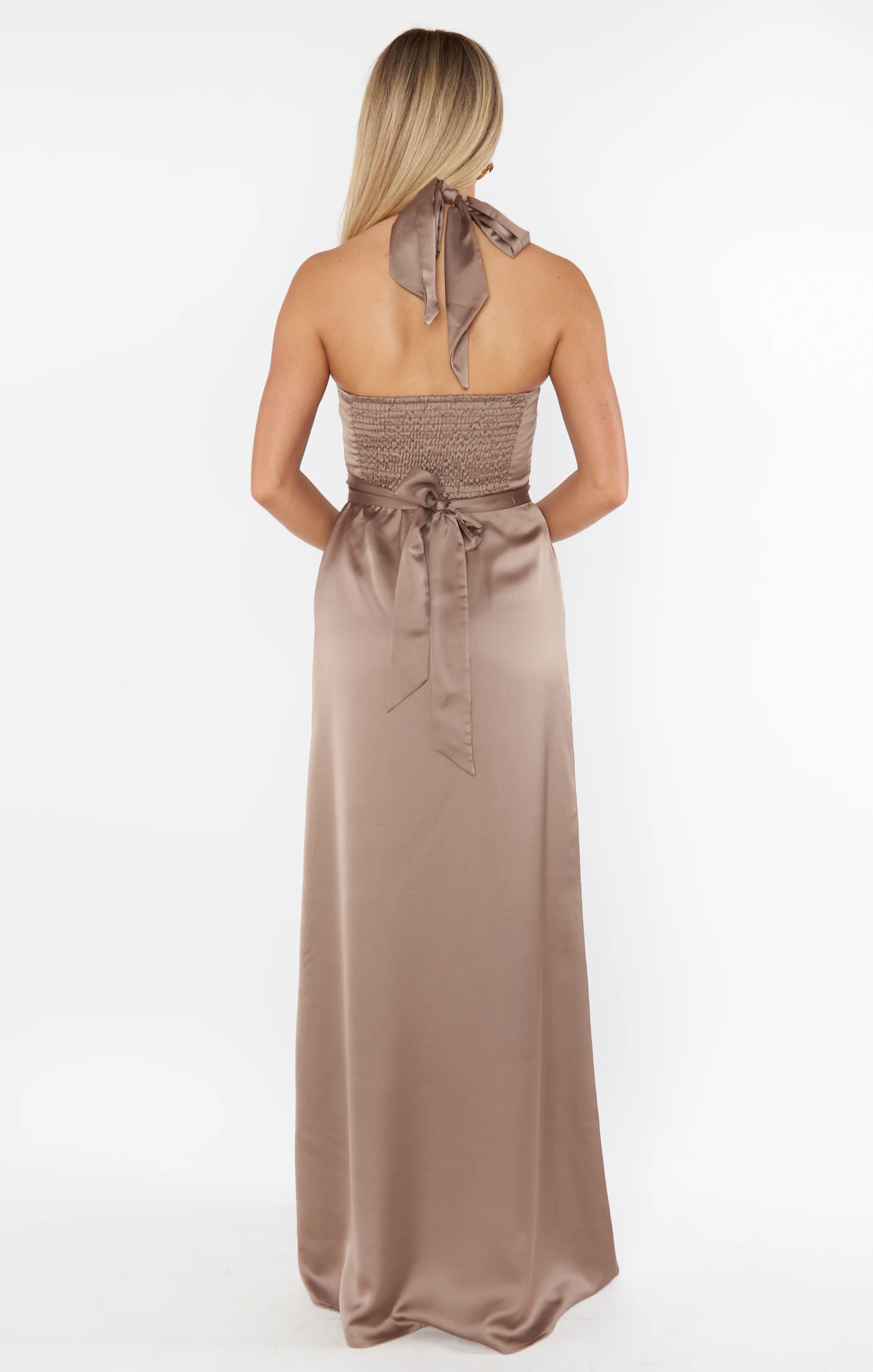 Hazel Halter Maxi Dress ~ Dune Luxe Satin