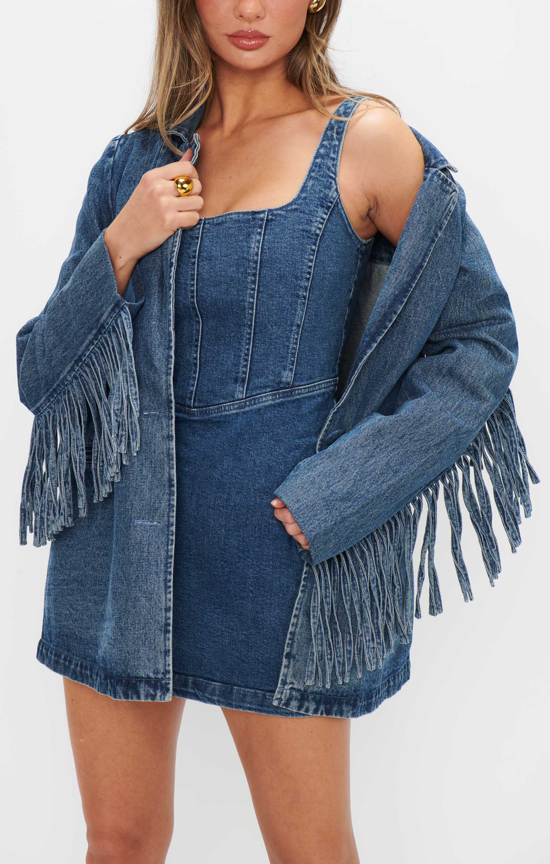 Corset Mini Dress ~ Blue Indigo