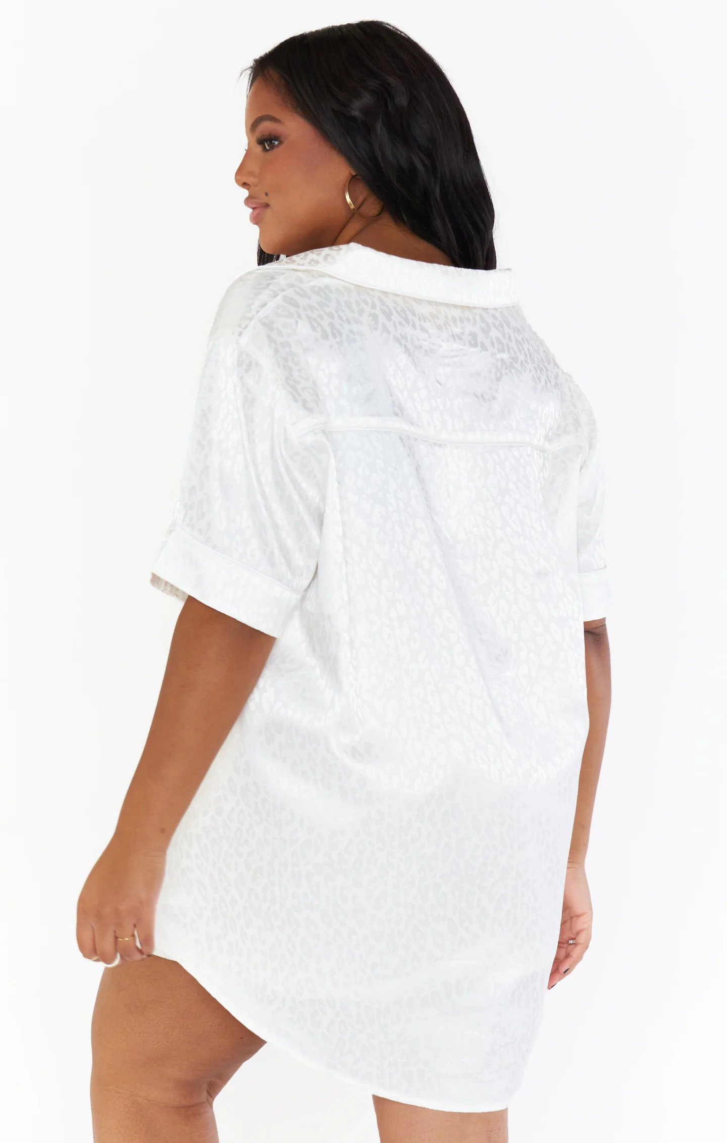 Slumber PJ Set ~ White Cheetah Silky