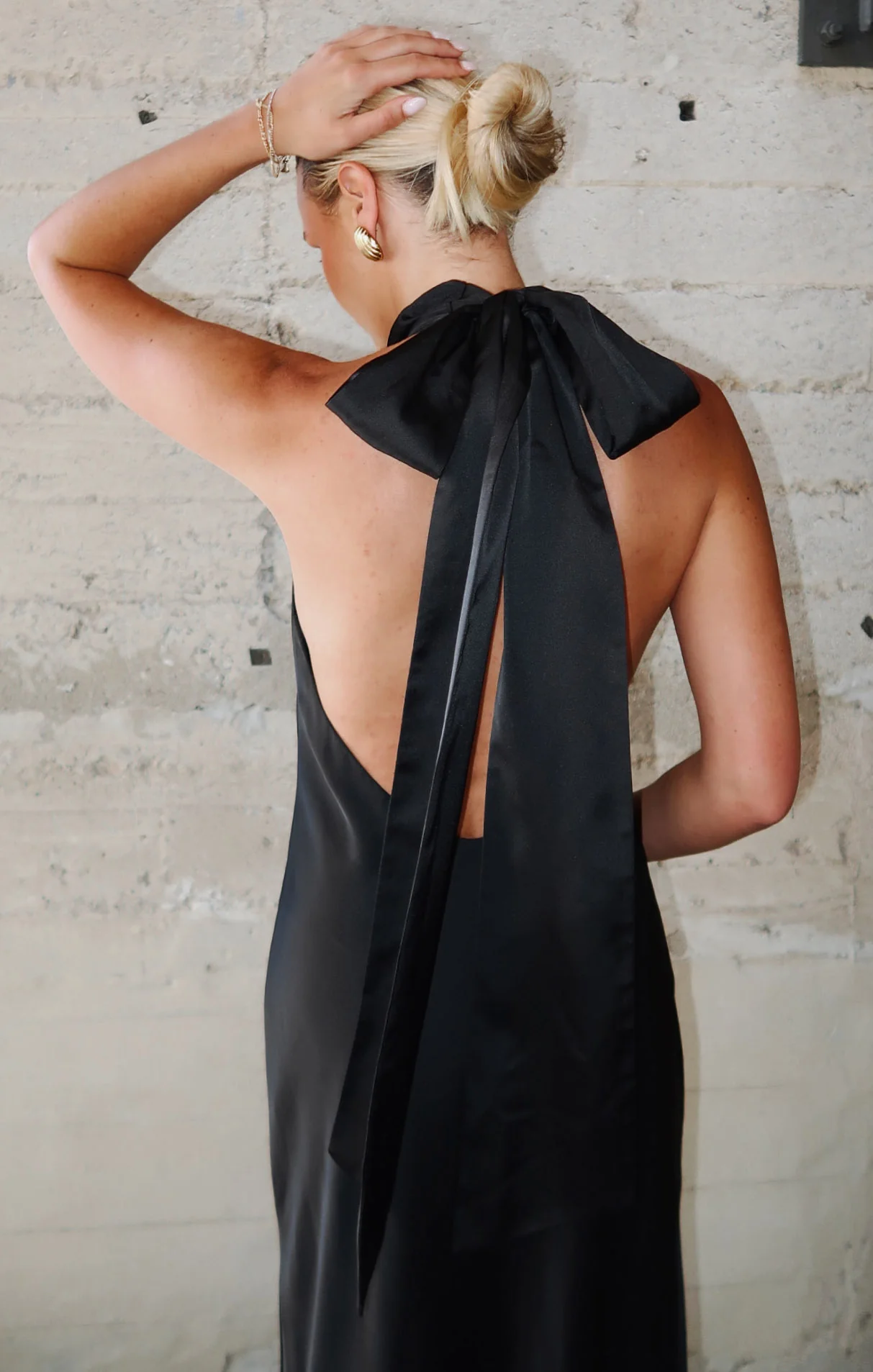 Lisa Maxi Dress ~ Black Luxe Satin