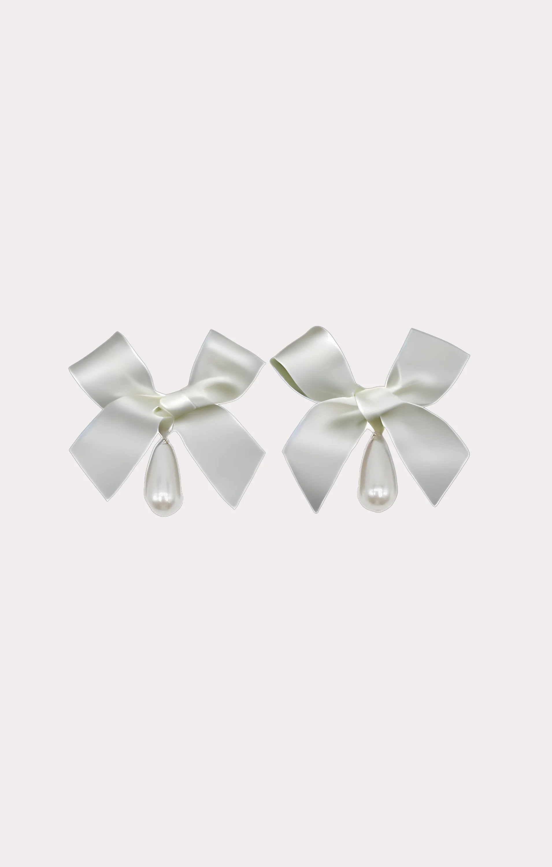Bow Drop Pearl Earrings ~ White