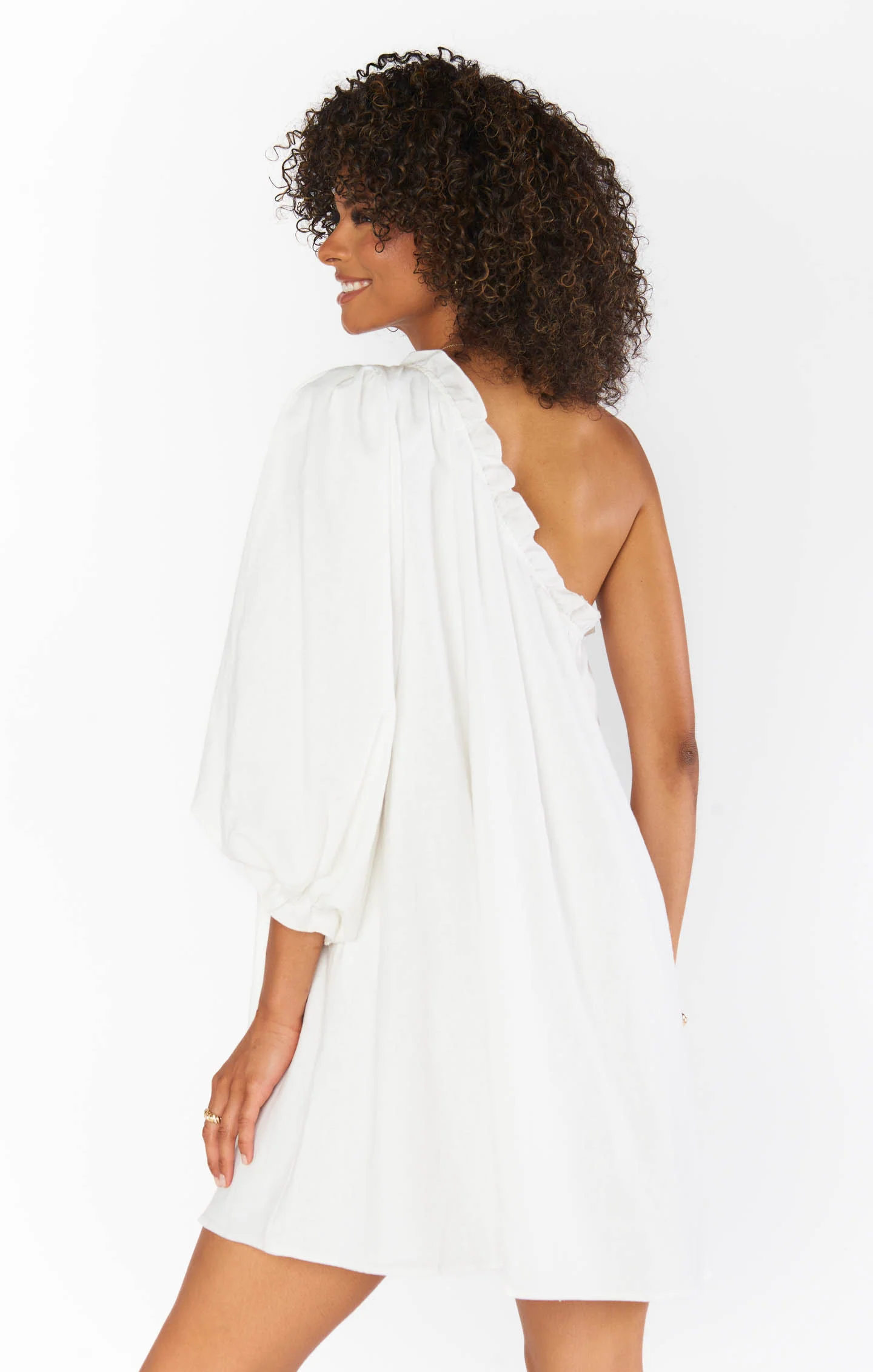 High Volume Mini Dress ~ White Linen