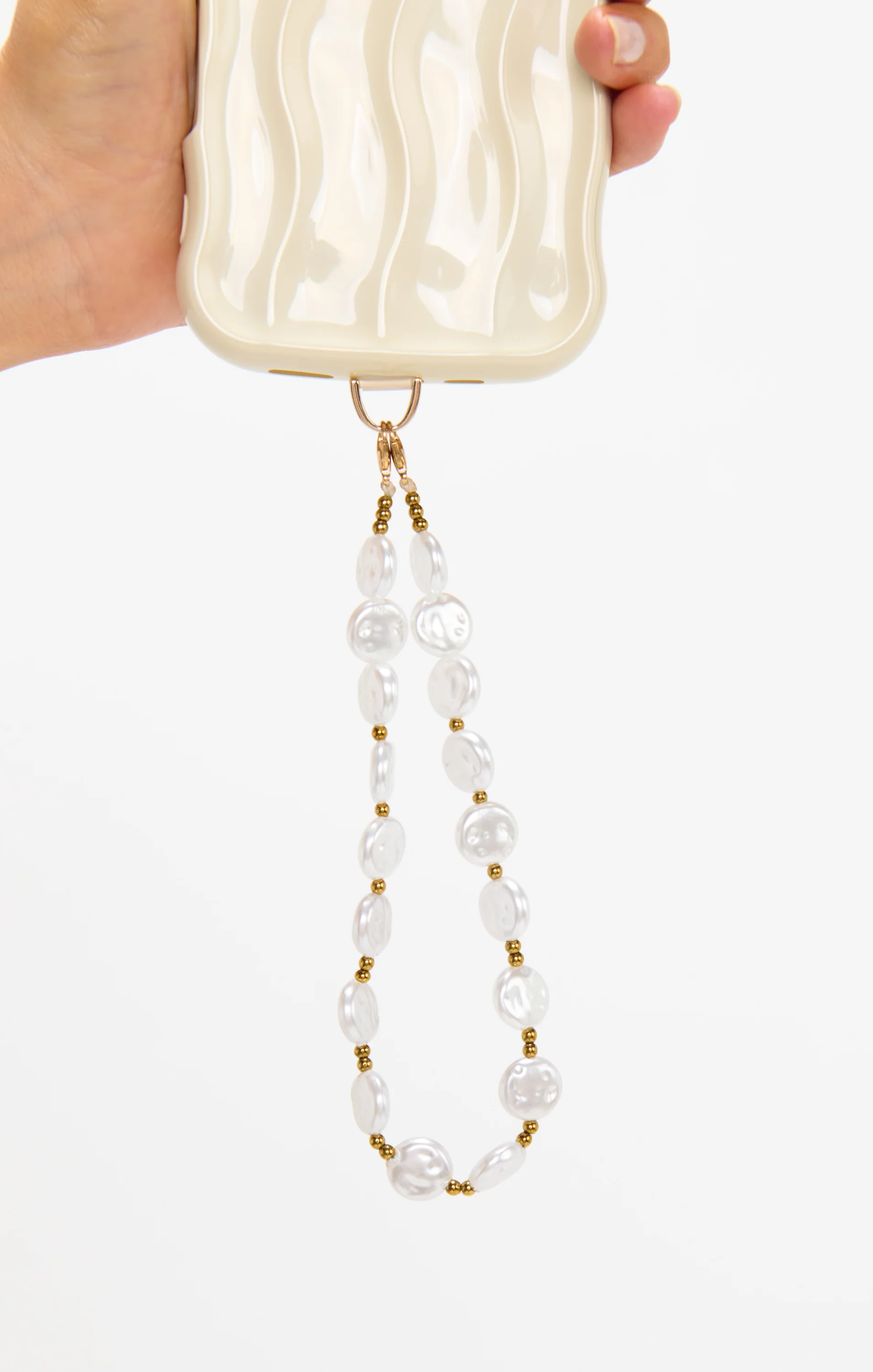 Sylvie Phone Charm Wristlet ~ Pearl