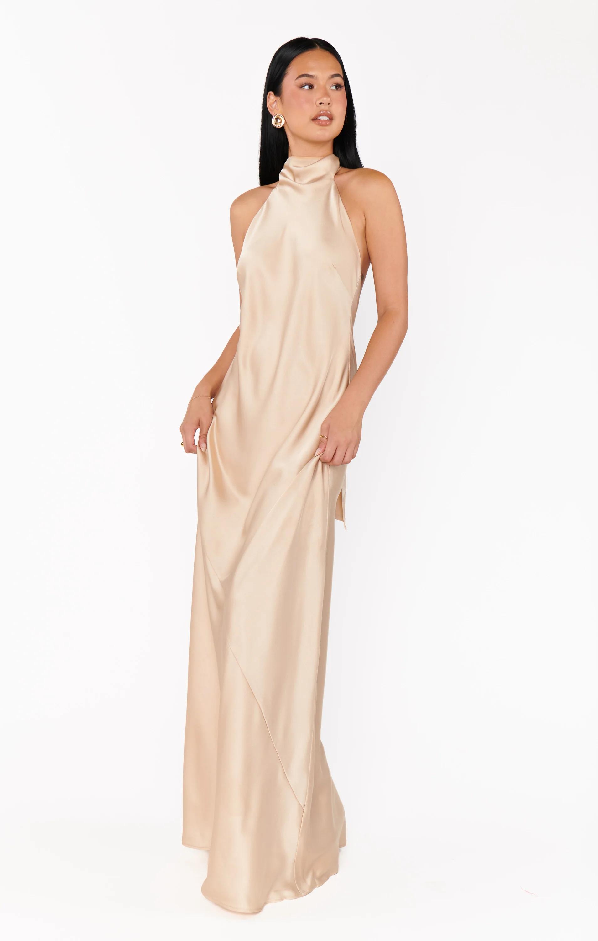 Lisa Maxi Dress ~ Champagne Luxe Satin