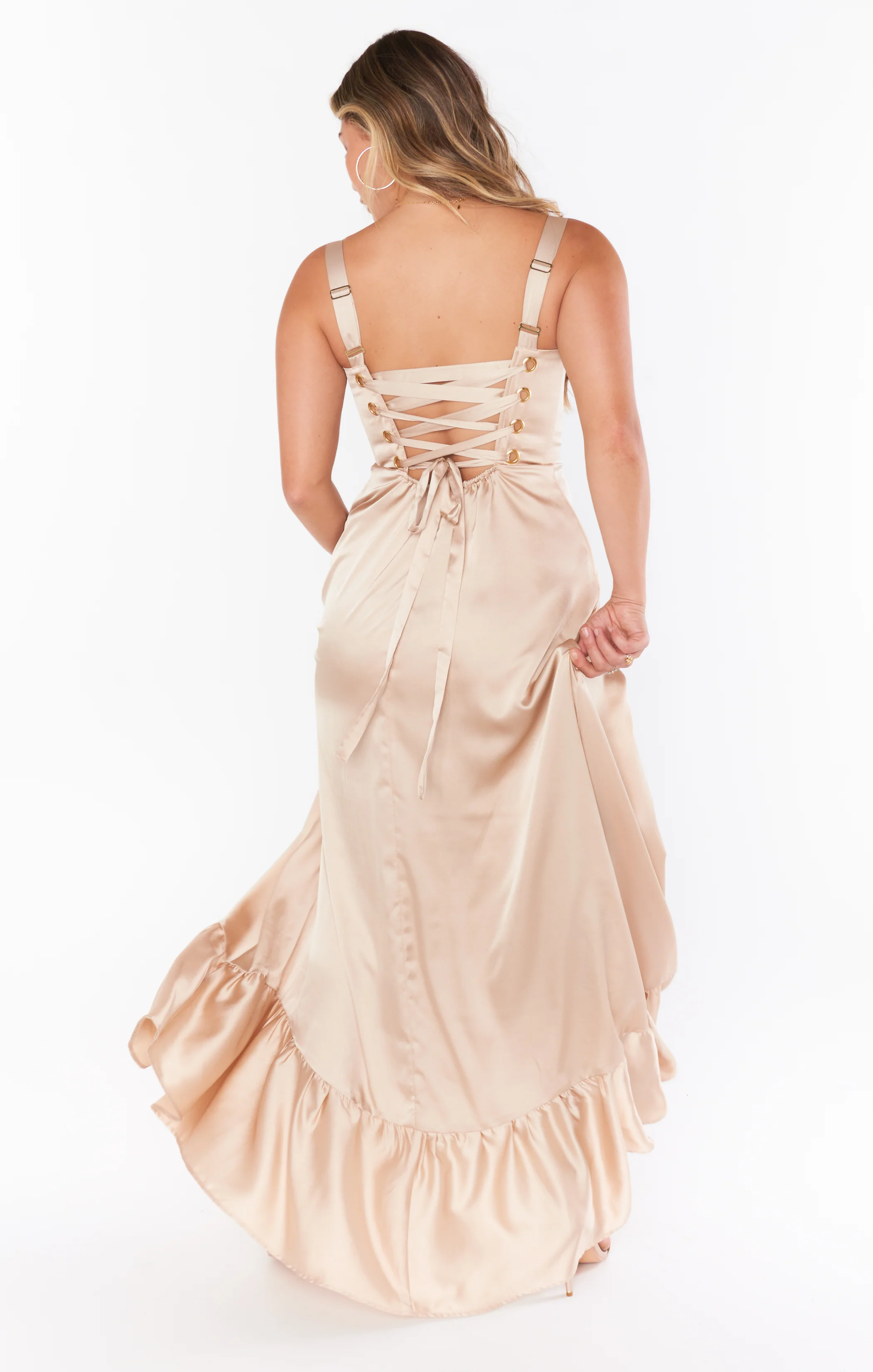 Clarissa Corset Dress ~ Champagne Luxe Satin