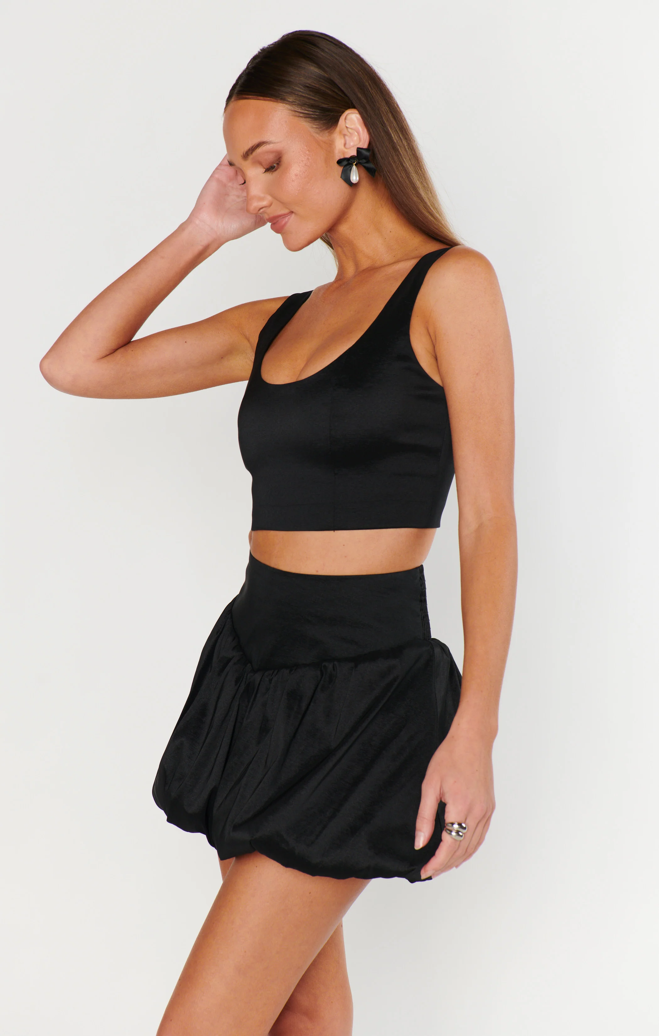 Vivianna Top ~ Black Taffeta