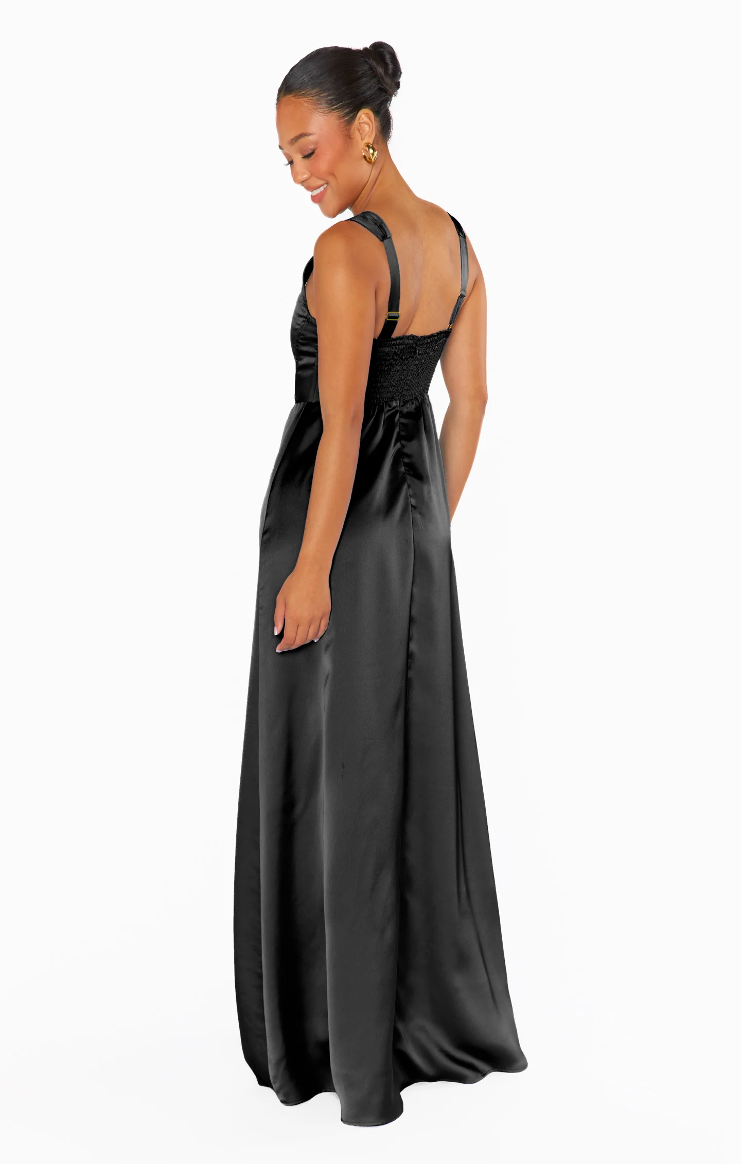 Maxi Dress ~ Black Satin