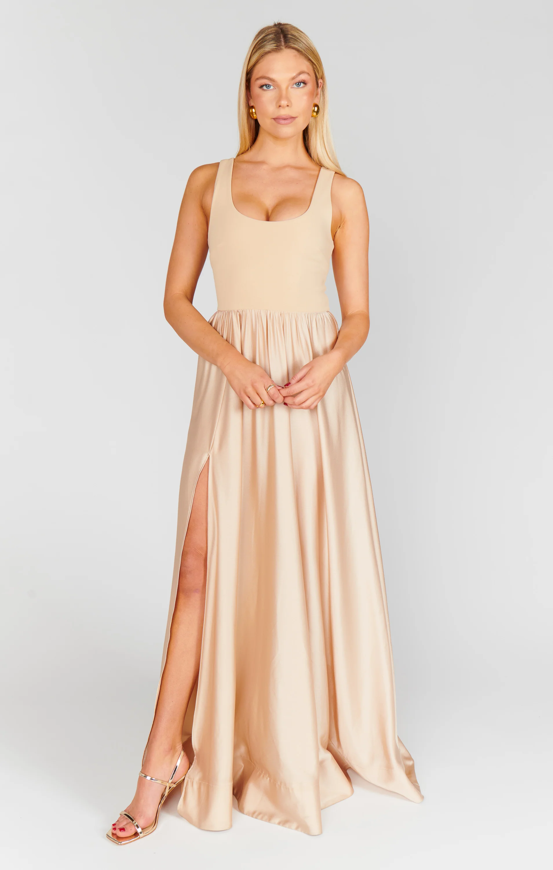 Harper Maxi Dress ~ Champagne Satin