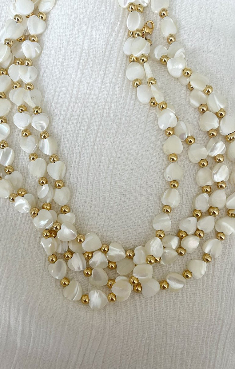 ALV Jewels Mother of Pearl Heart Necklace ~ Ivory