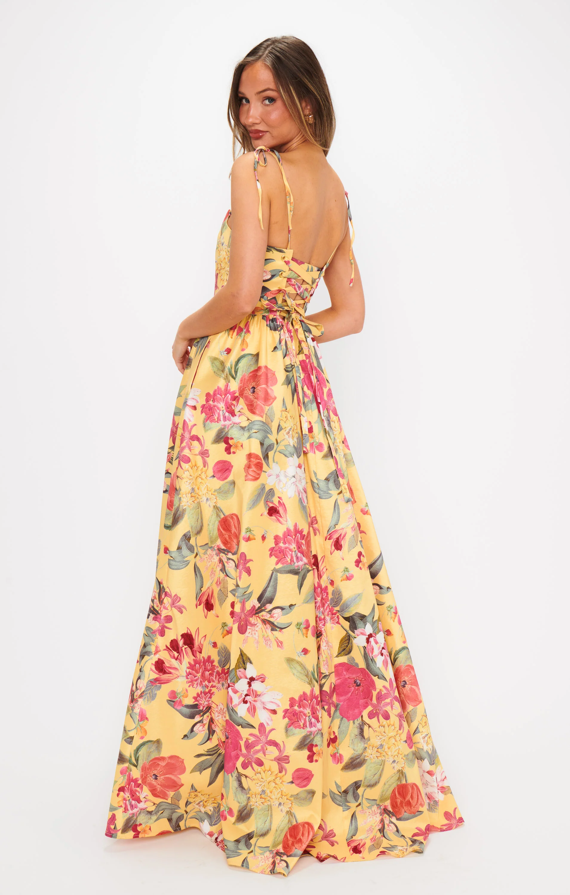 Luna Maxi Dress ~ Sunflower Floral Taffeta