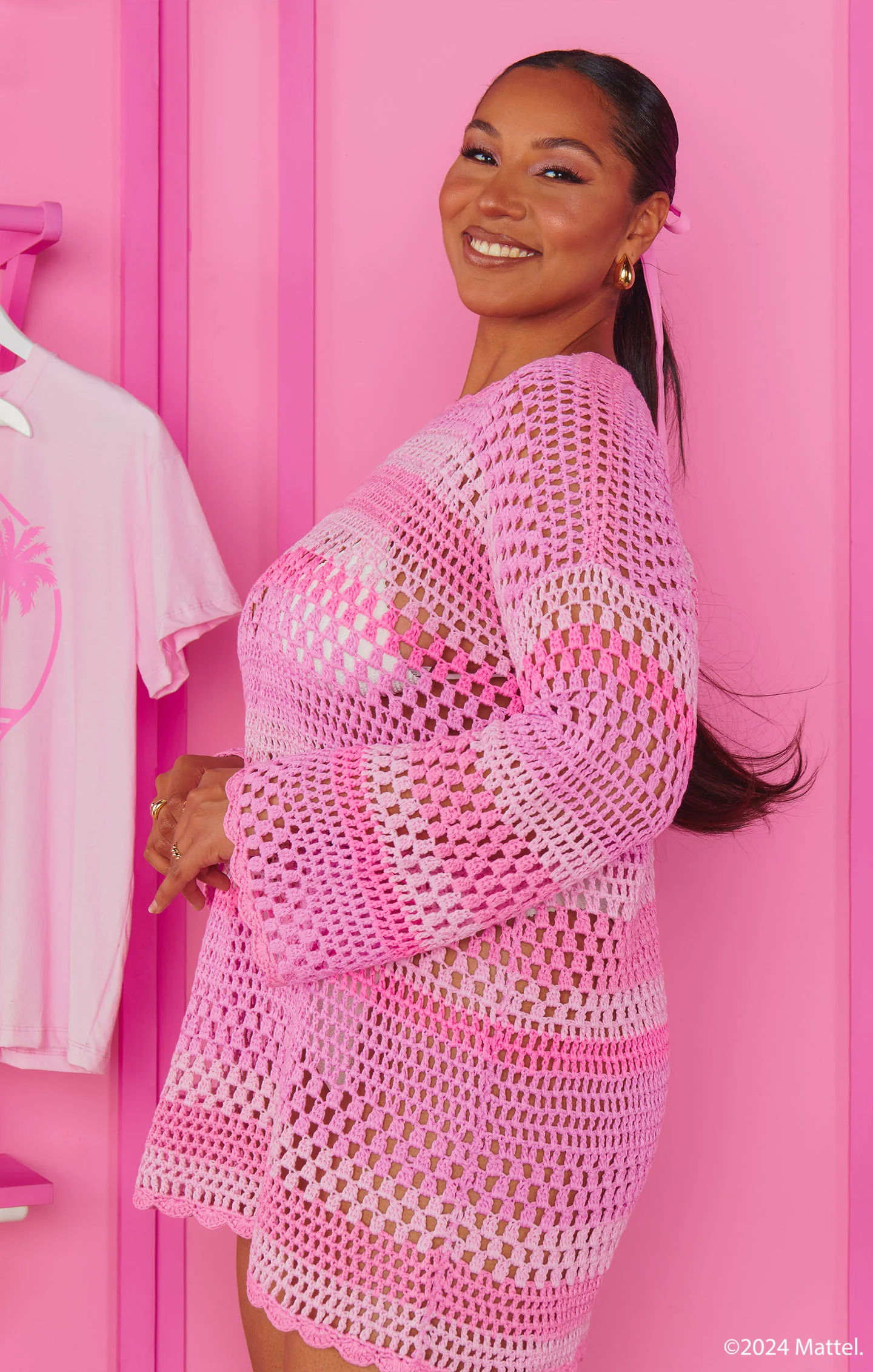 Barbie Stripe Crochet Pullover