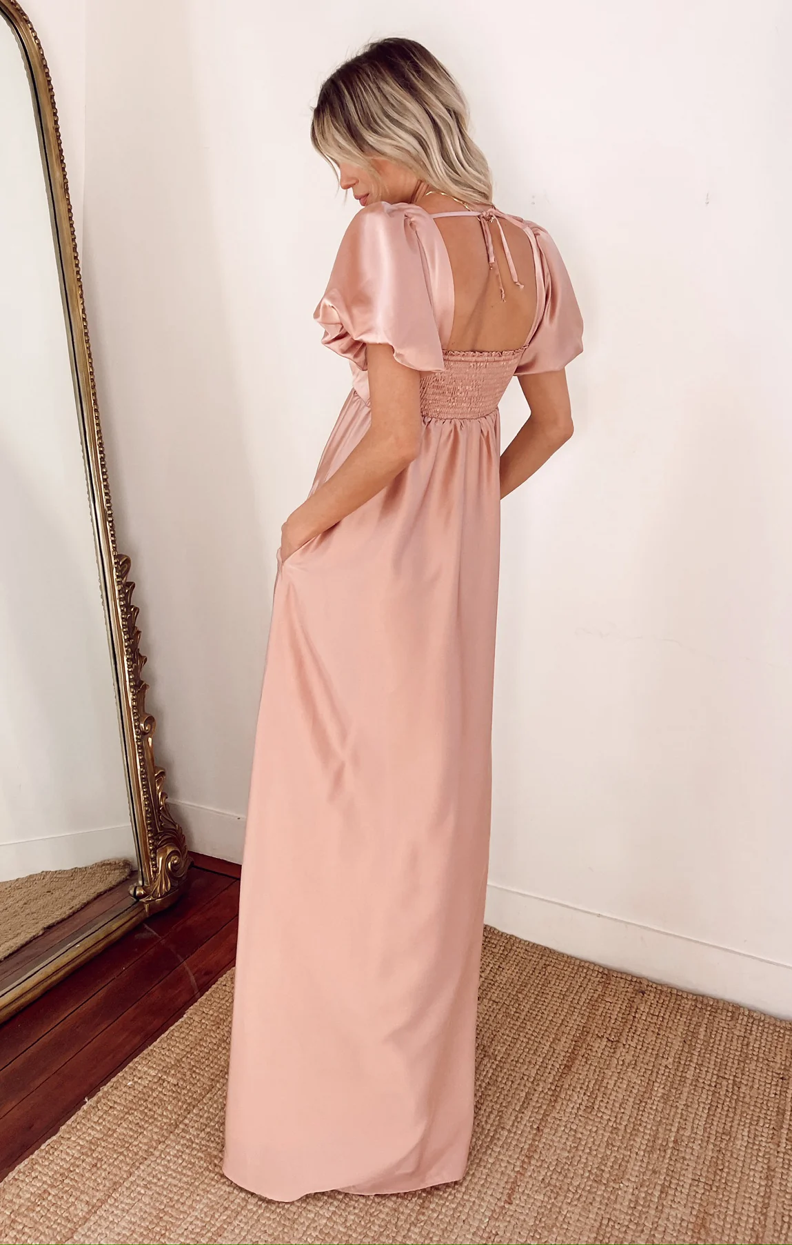 Maxi Dress ~ Rose Gold Luxe Satin