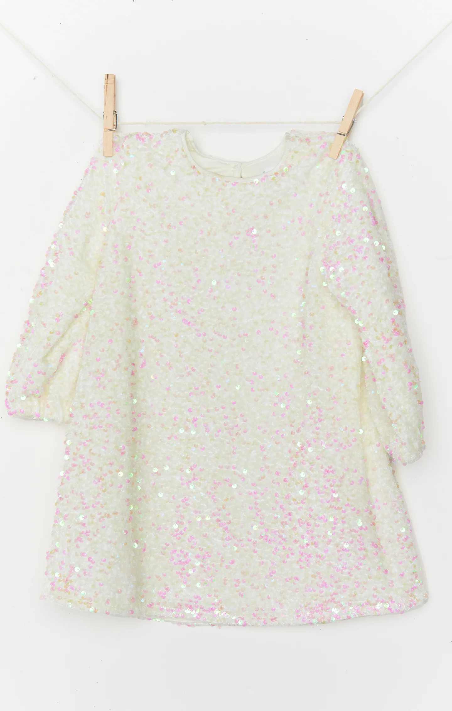 Once Upon A Time Dress ~ White Iridescent Sequins