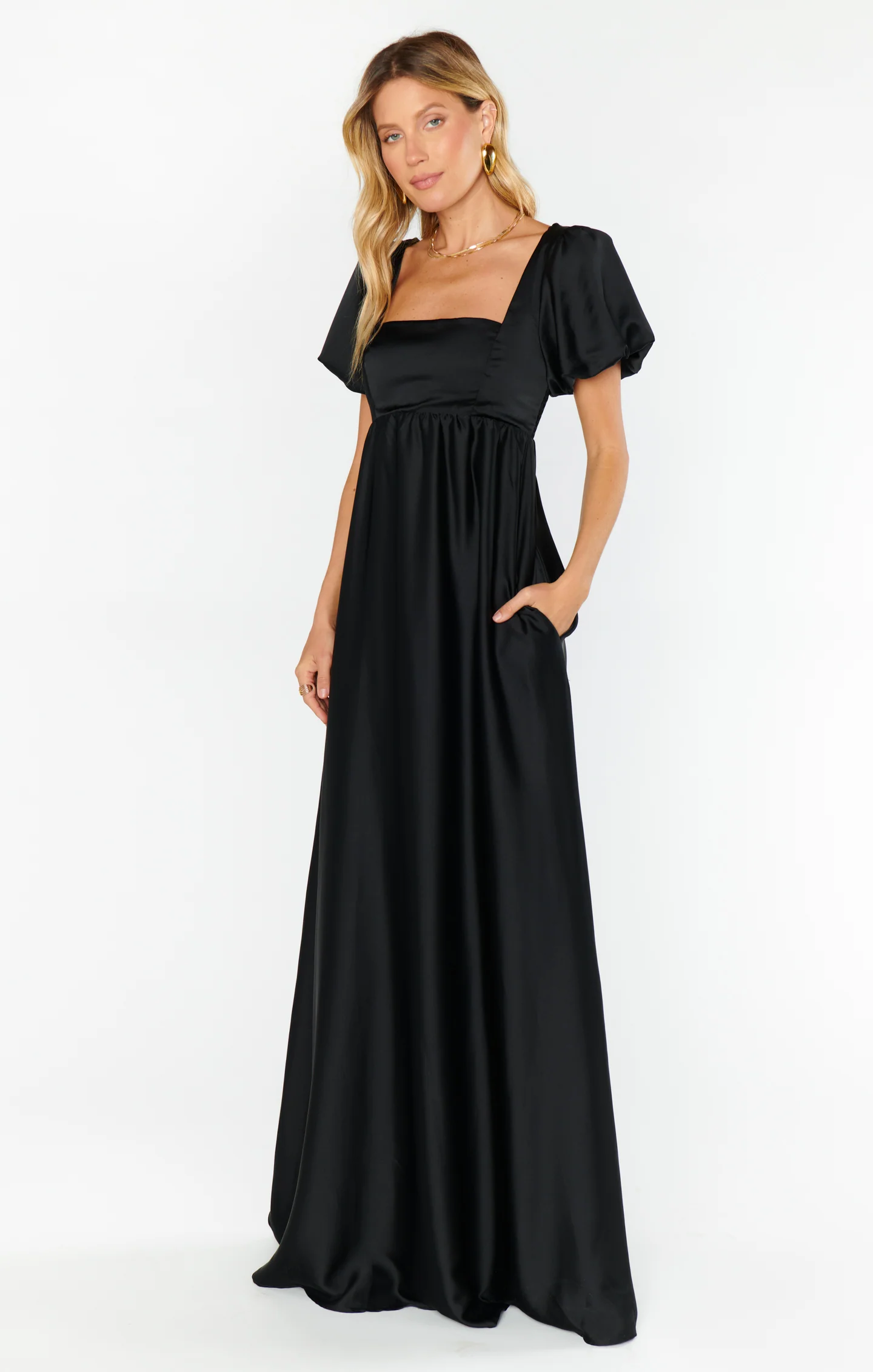 Maxi Dress ~ Black Satin