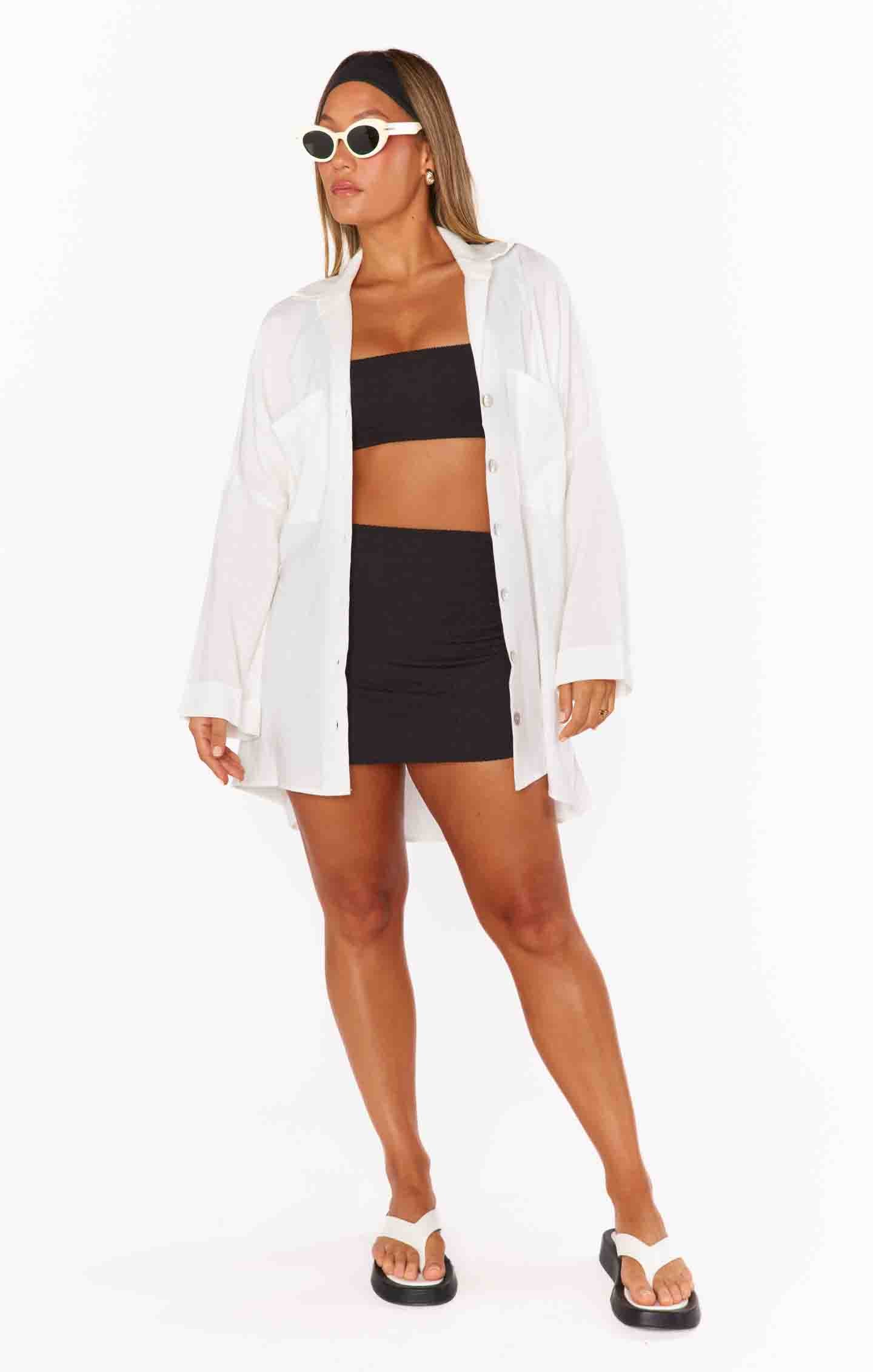 Sara Mini Skirt ~ Black Scrunch