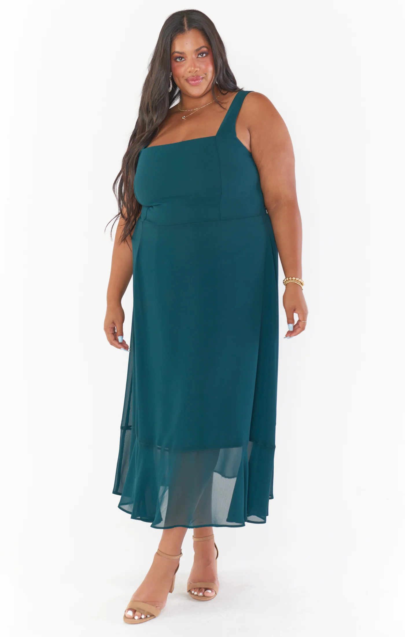 Elena Midi Dress ~ Green Tulle