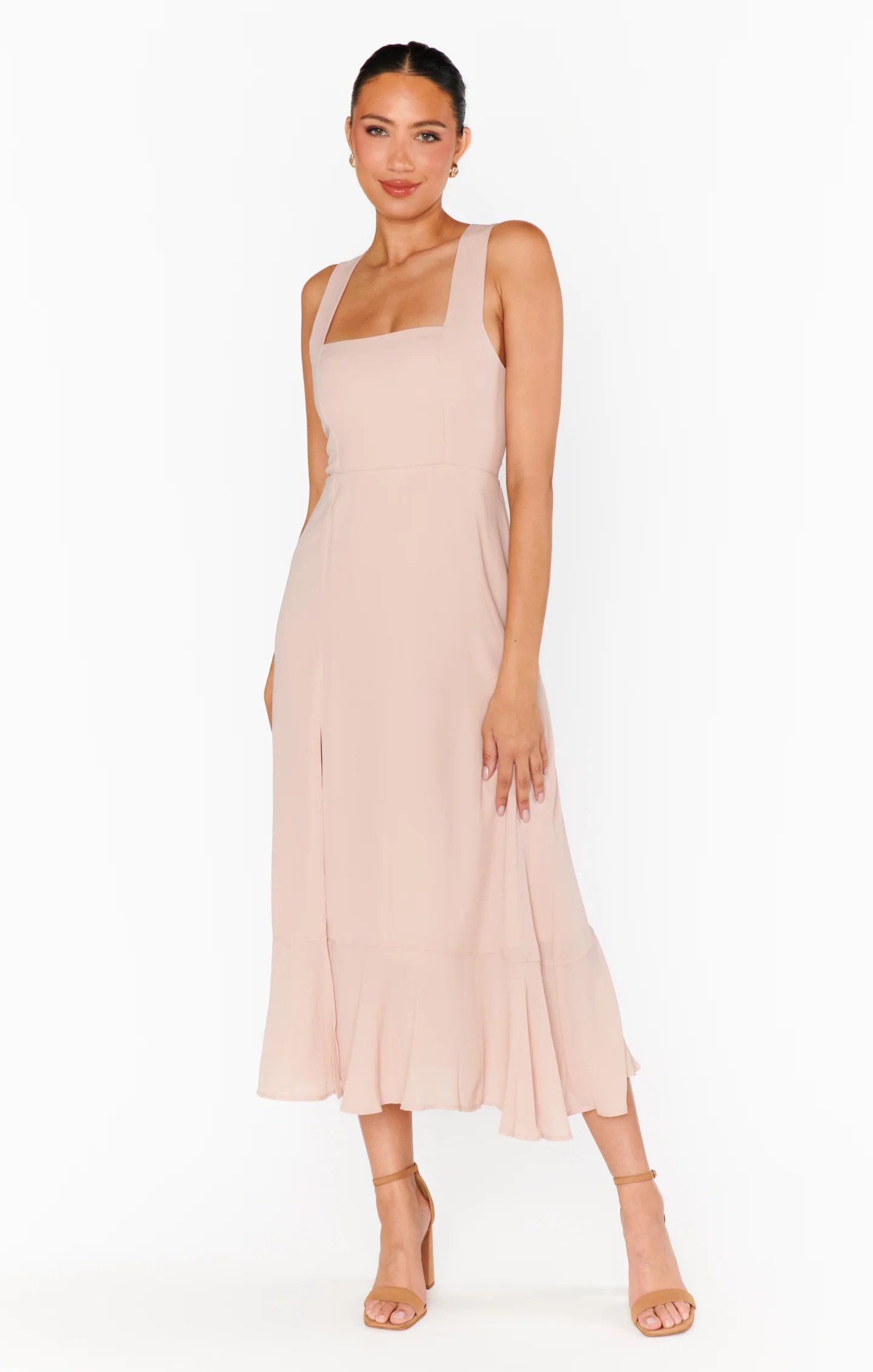 Claire Midi Dress ~ Dusty Blush Crisp