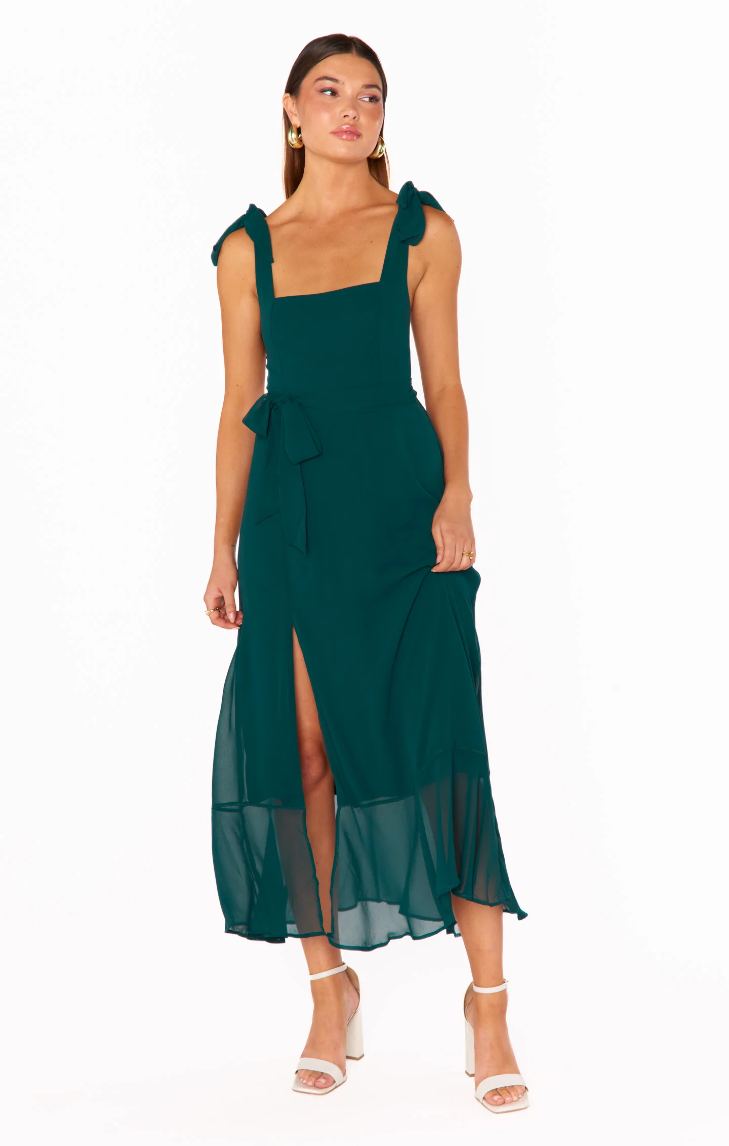 Elena Midi Dress ~ Green Tulle
