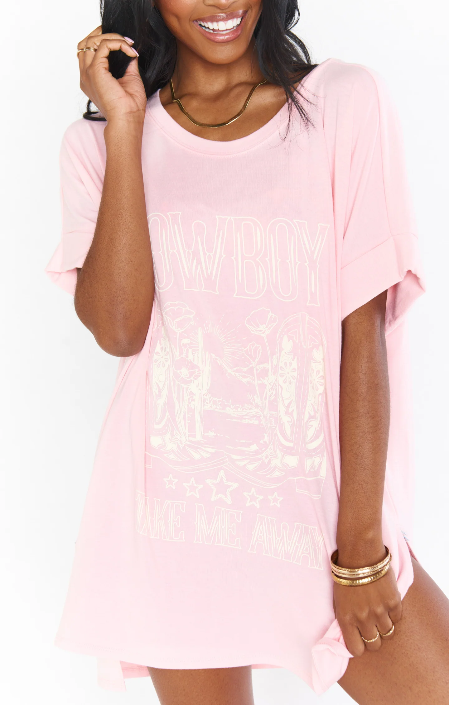 Talia Tee ~ Pink Cowboy Take Me Away Graphic