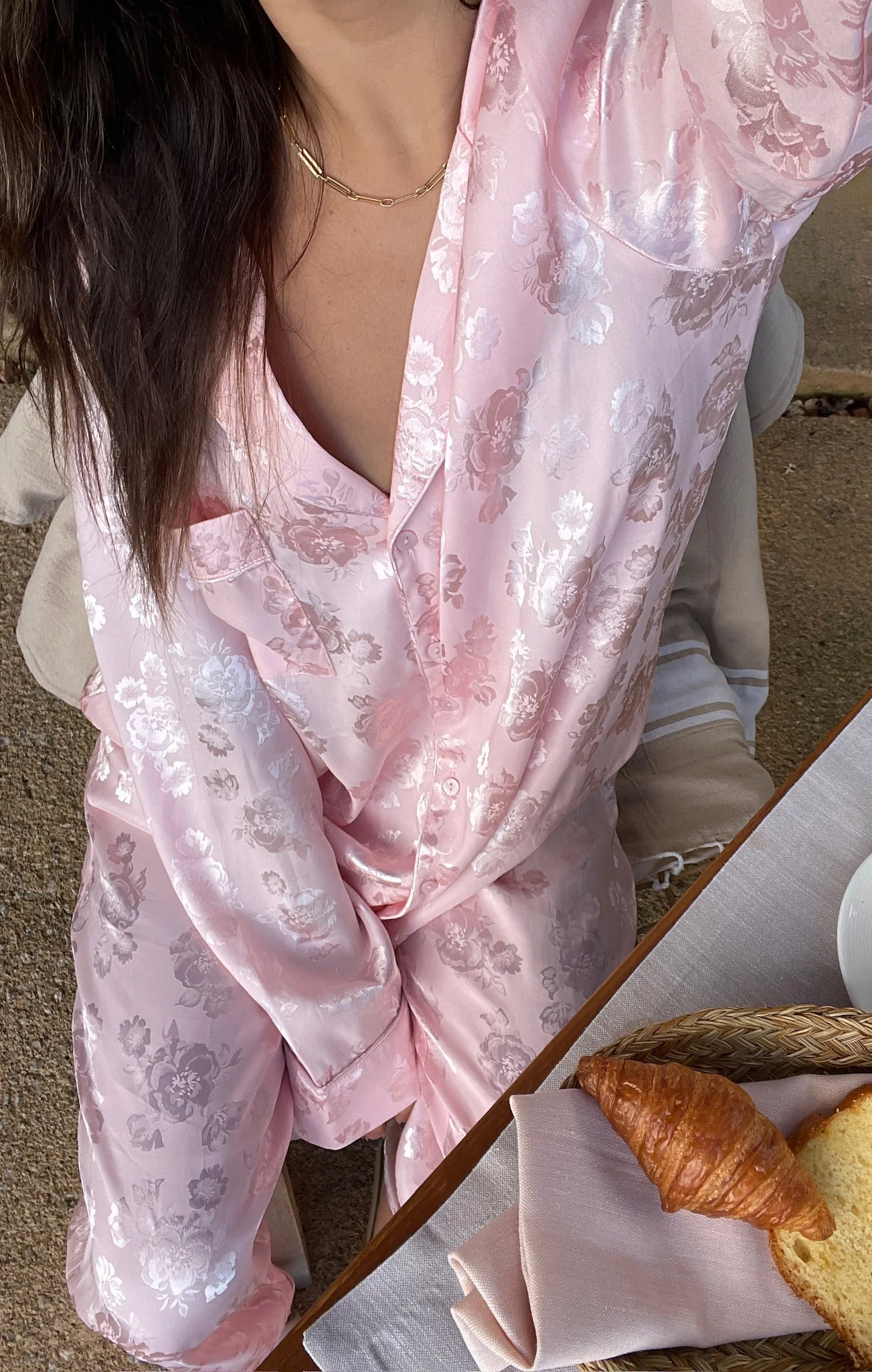 Classic Cropped PJ Set ~ Pink Floral Silky