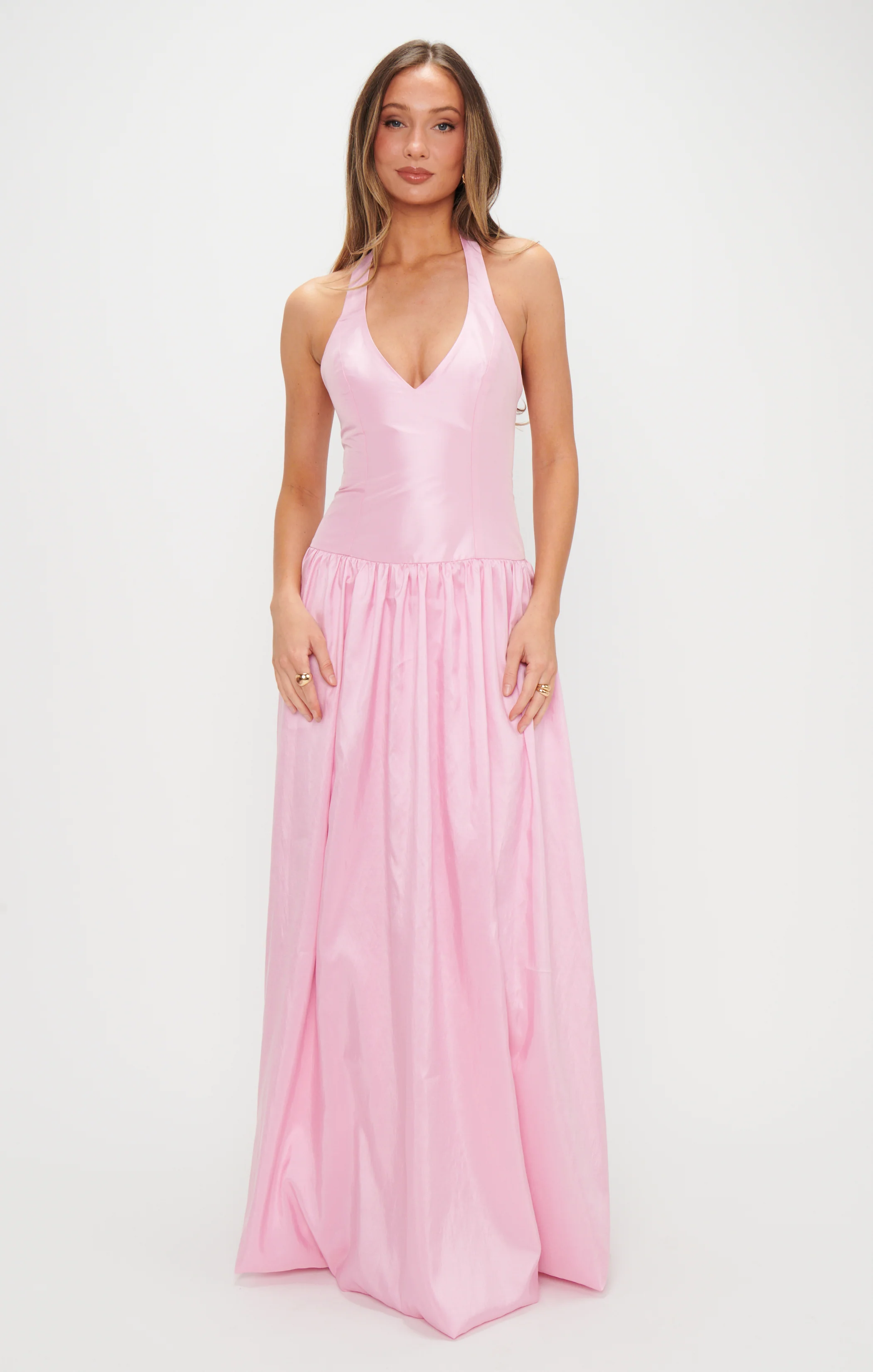 Mia Maxi Dress ~ Soft Pink Taffeta