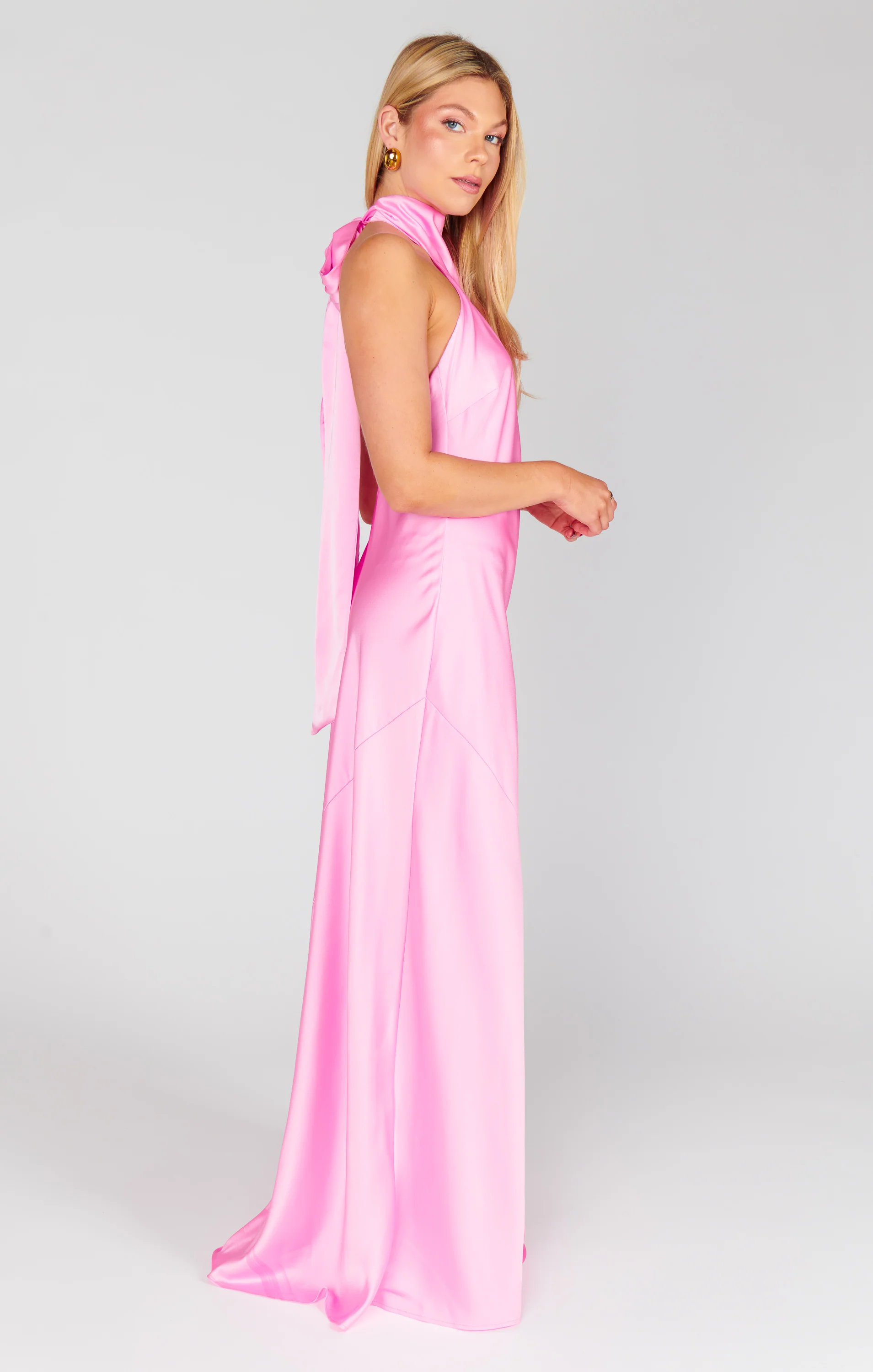 Lisa Maxi Dress ~ Pink Luxe Satin