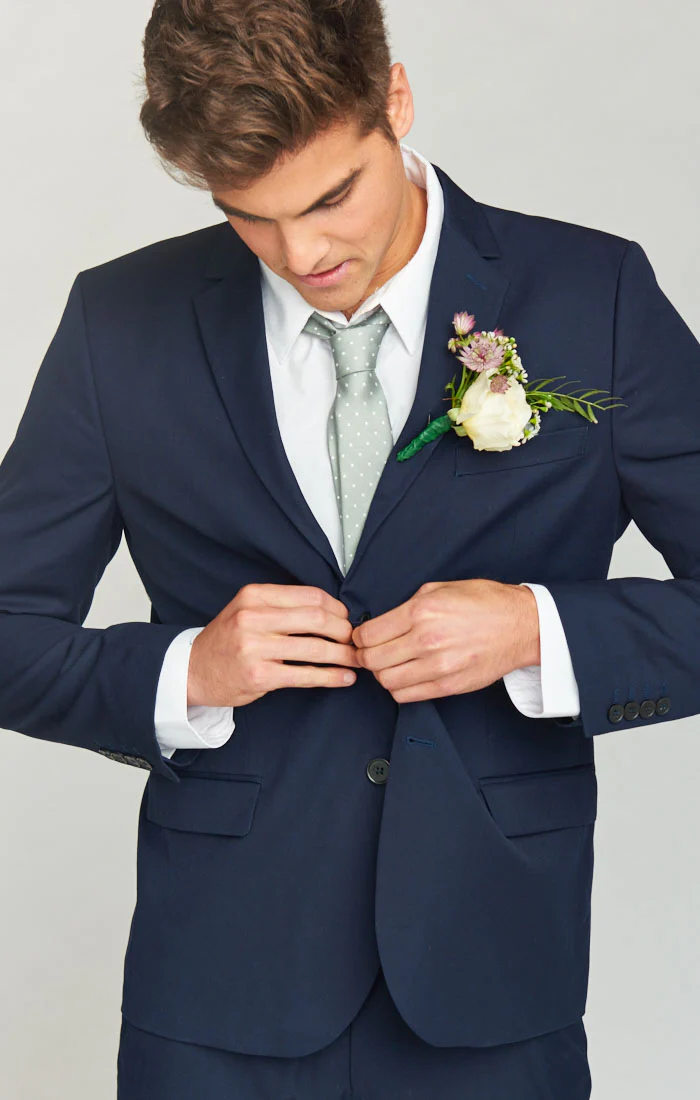 Nico Neck Tie ~ Silver Sage Dot