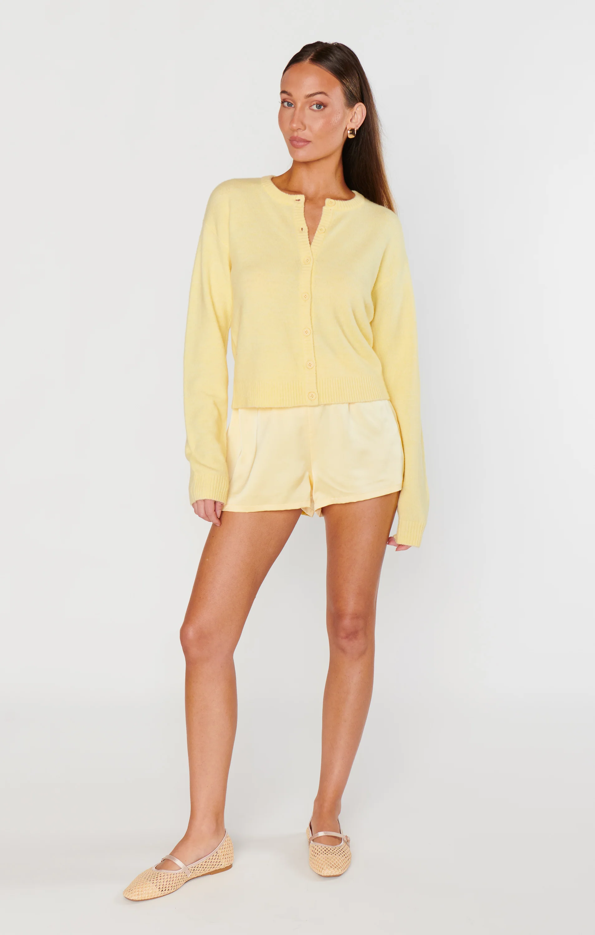 Throw on Cardigan ~ Pale Yellow Knit
