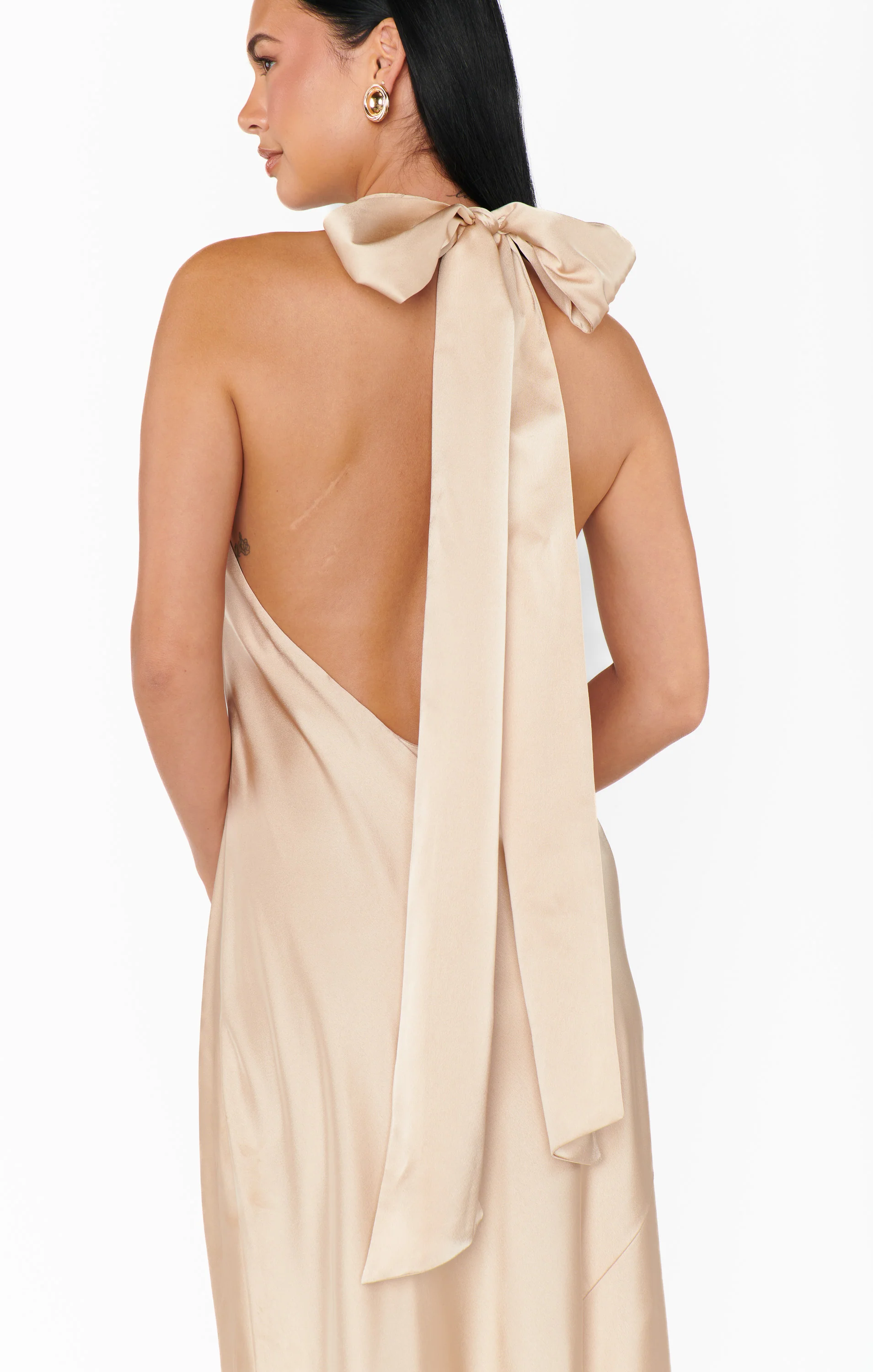 Lisa Maxi Dress ~ Champagne Luxe Satin