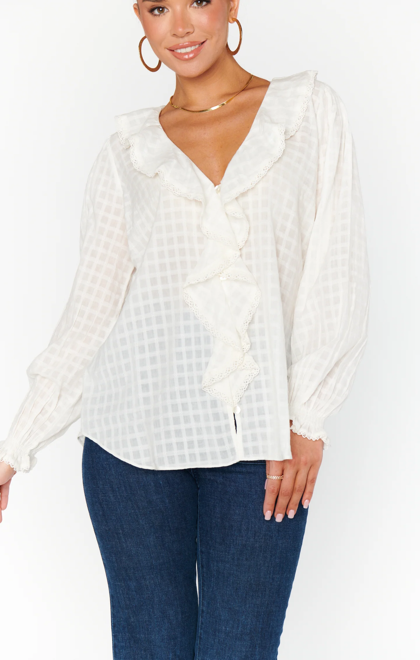 Mia Frill Blouse ~ Light Cotton Sateen