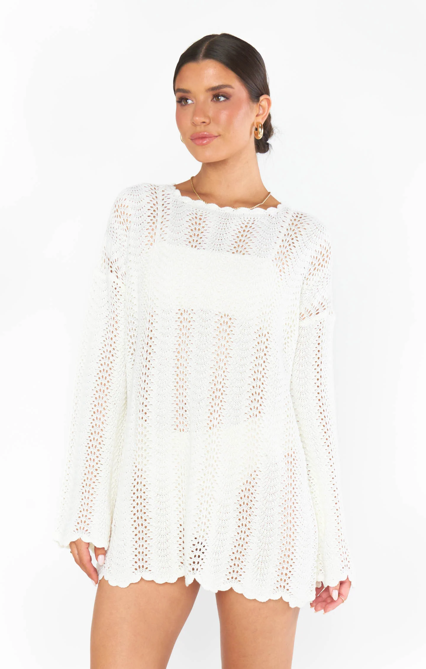 Packable Pullover ~ White Crochet