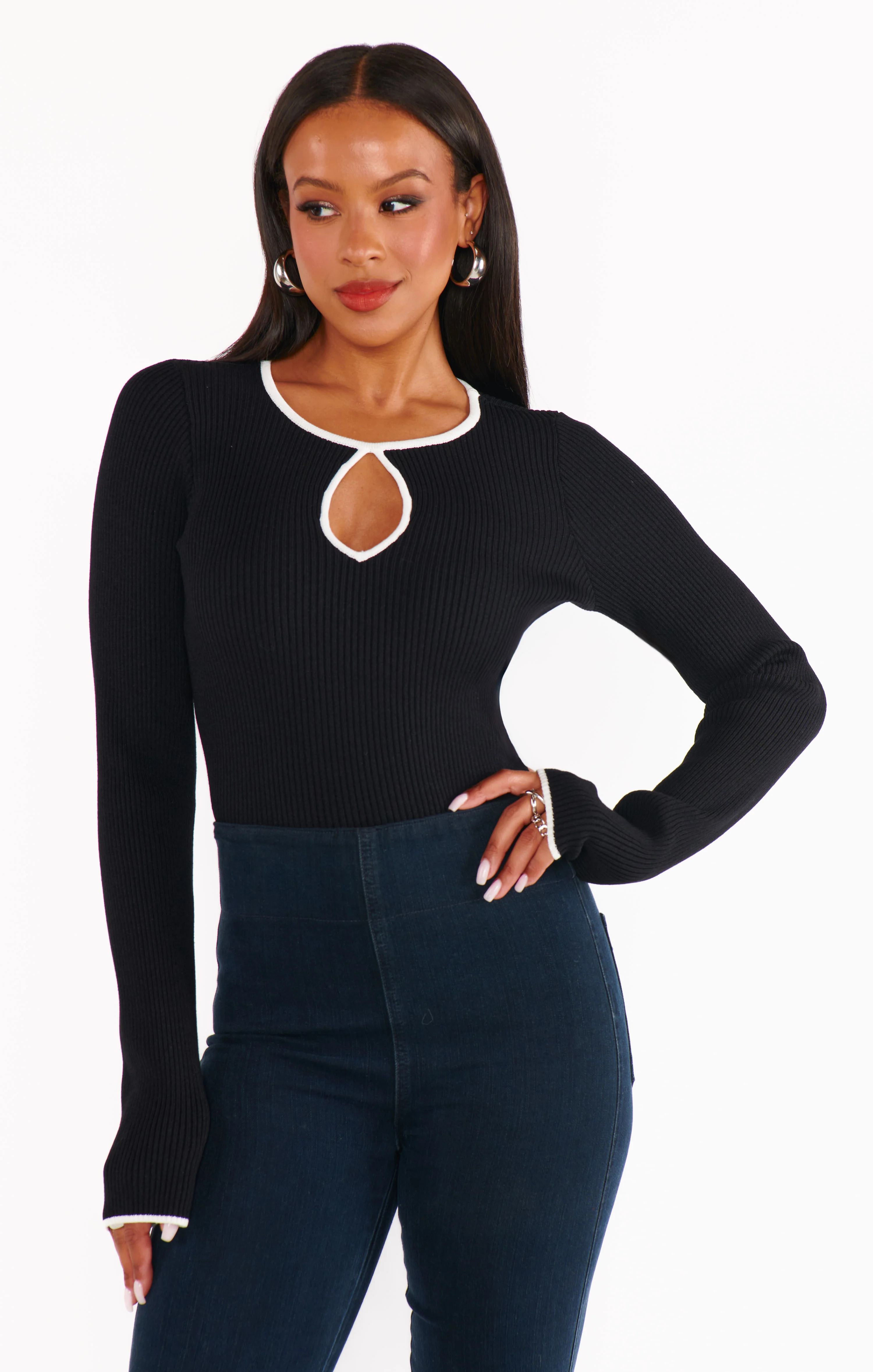 Tippie Top ~ Black Rib with White Trim
