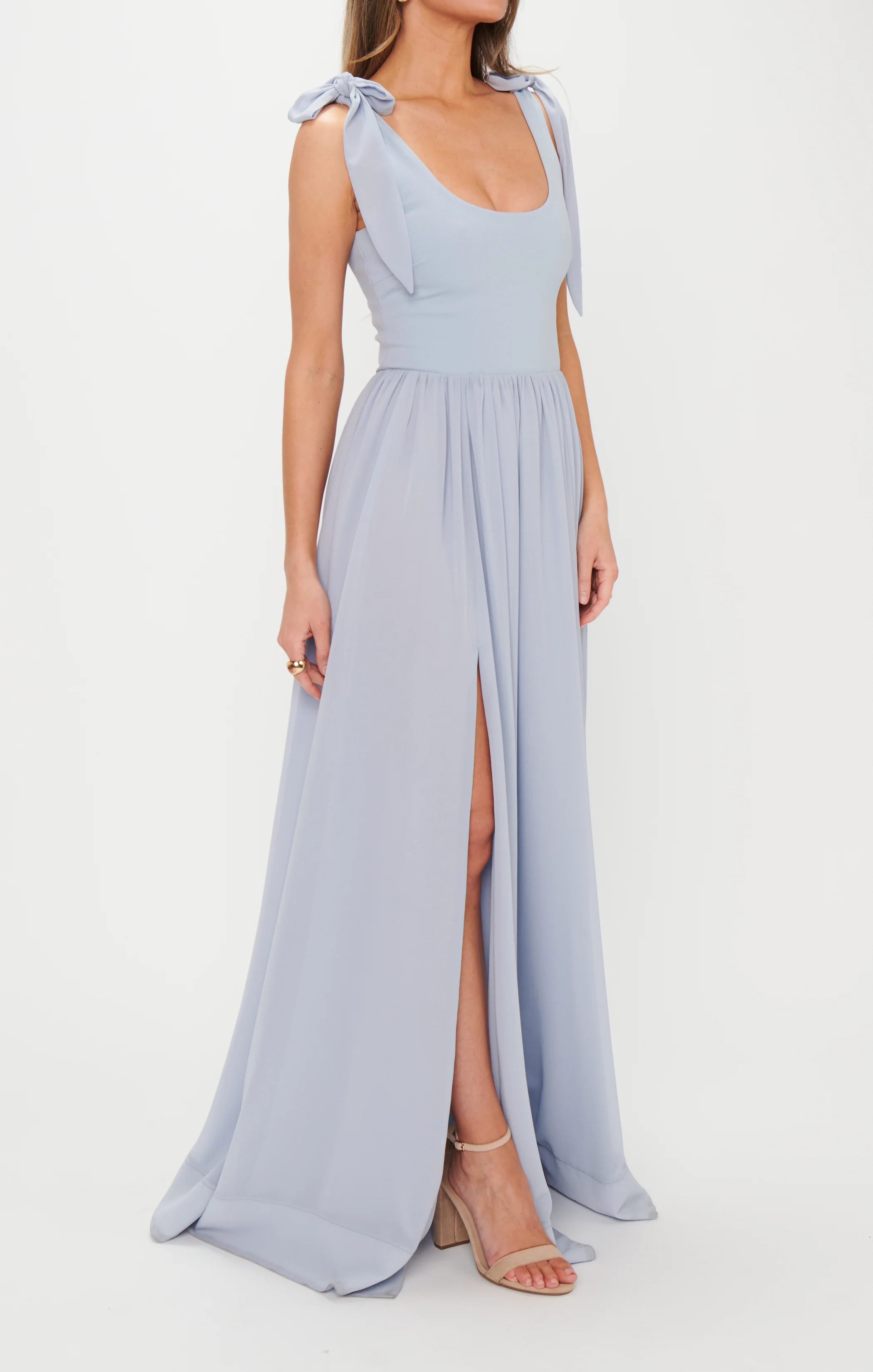 Harper Maxi Dress ~ Steel Blue Chiffon