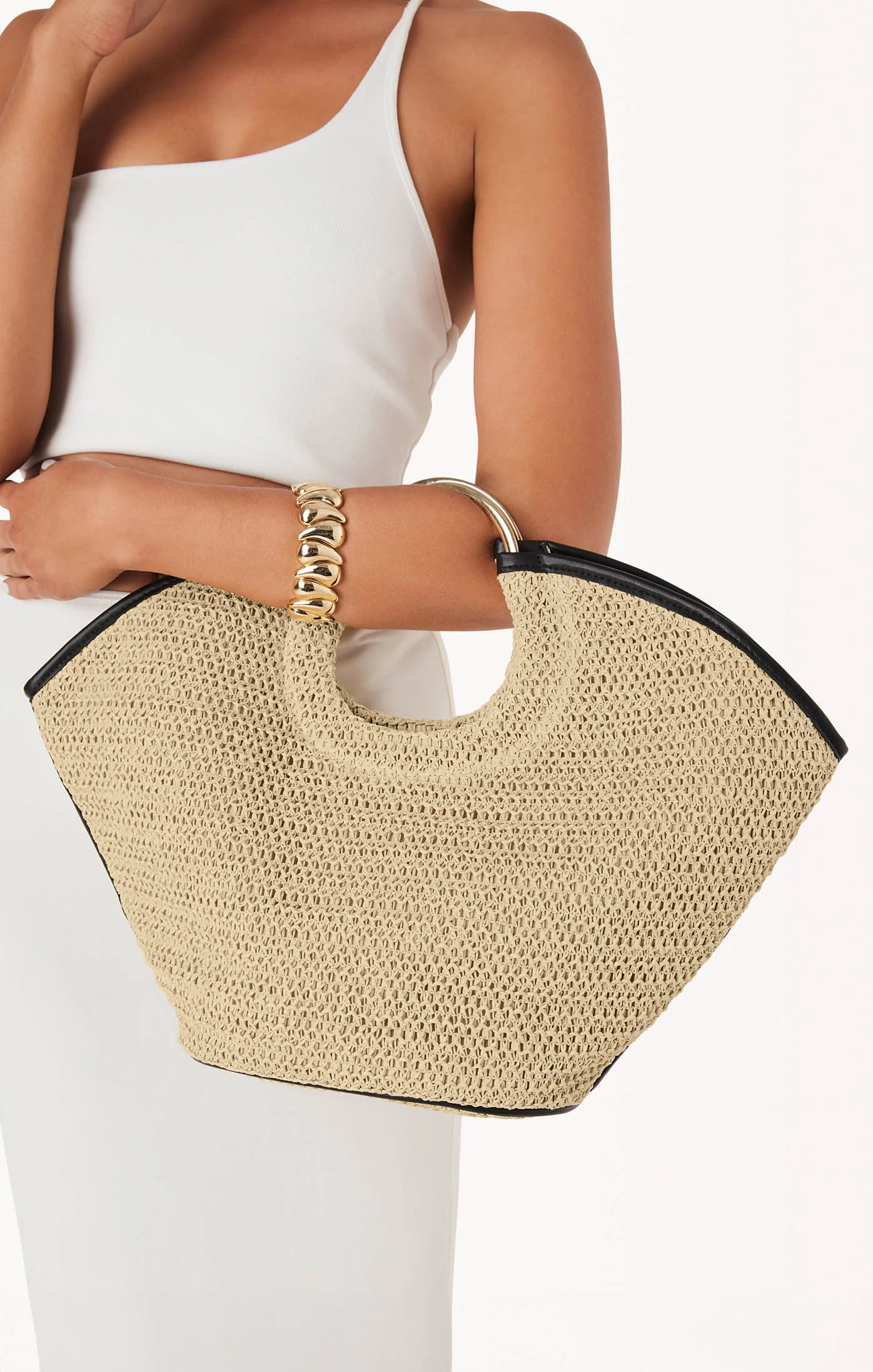 Billini Dawn Tote Bag ~ Natural Raffia/Black