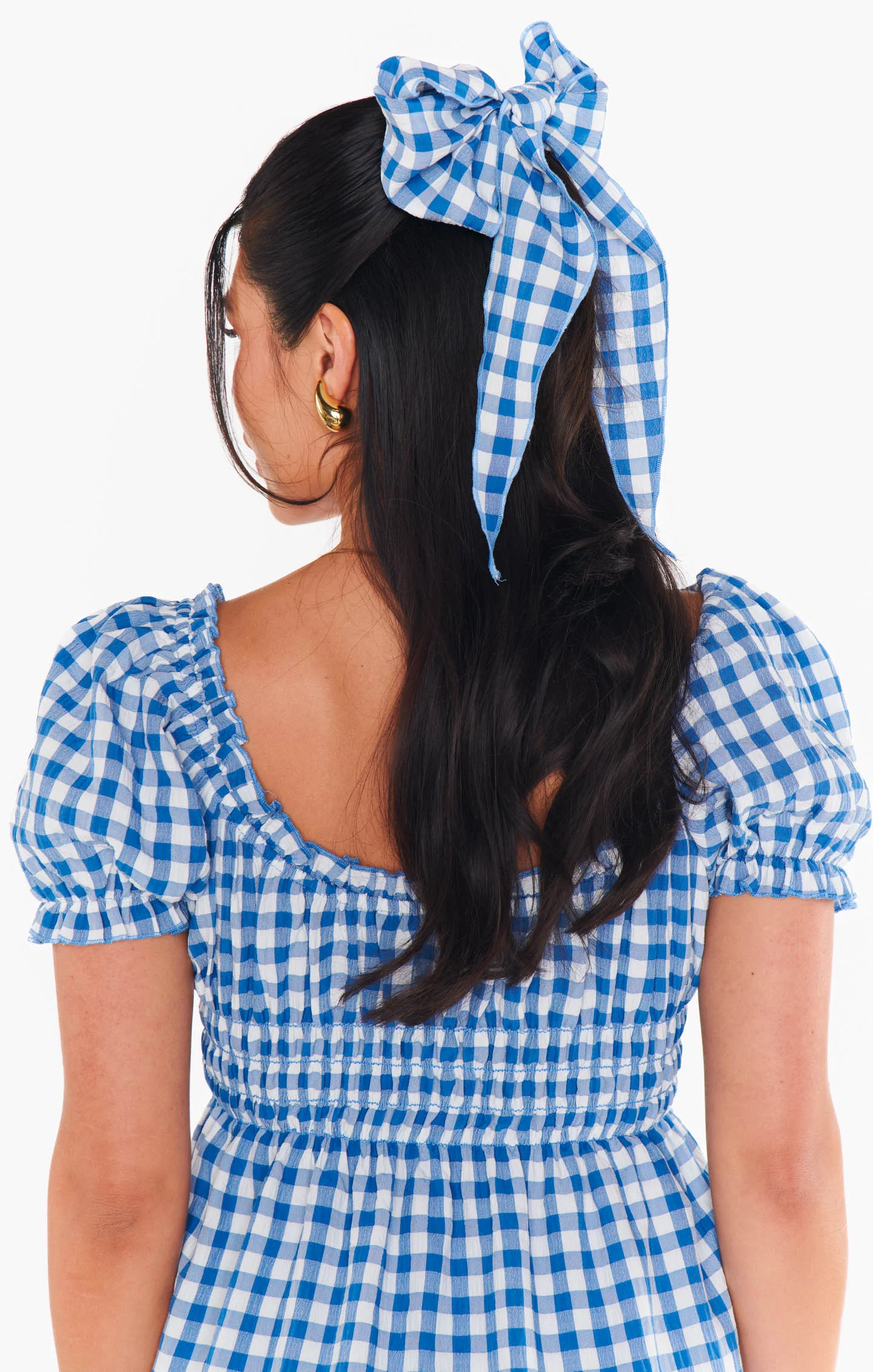 Navy Hair Bow Scarf ~ Blue Bounty Gingham