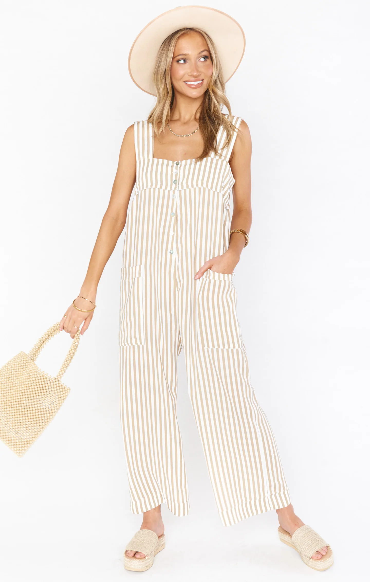 Stroll Jumpsuit ~ Ivory Solid Stripe