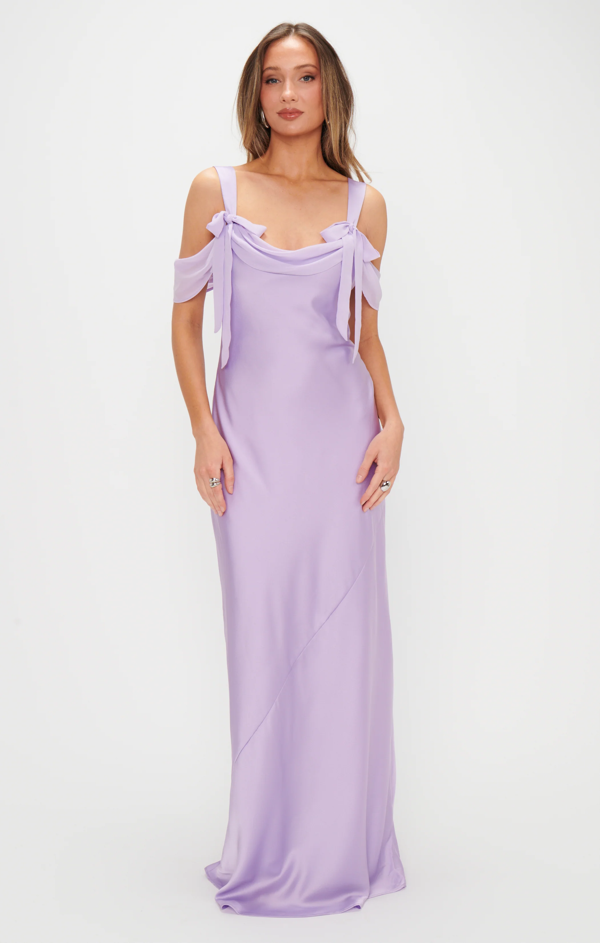 Bella Maxi Dress ~ Lavender Luxe Satin