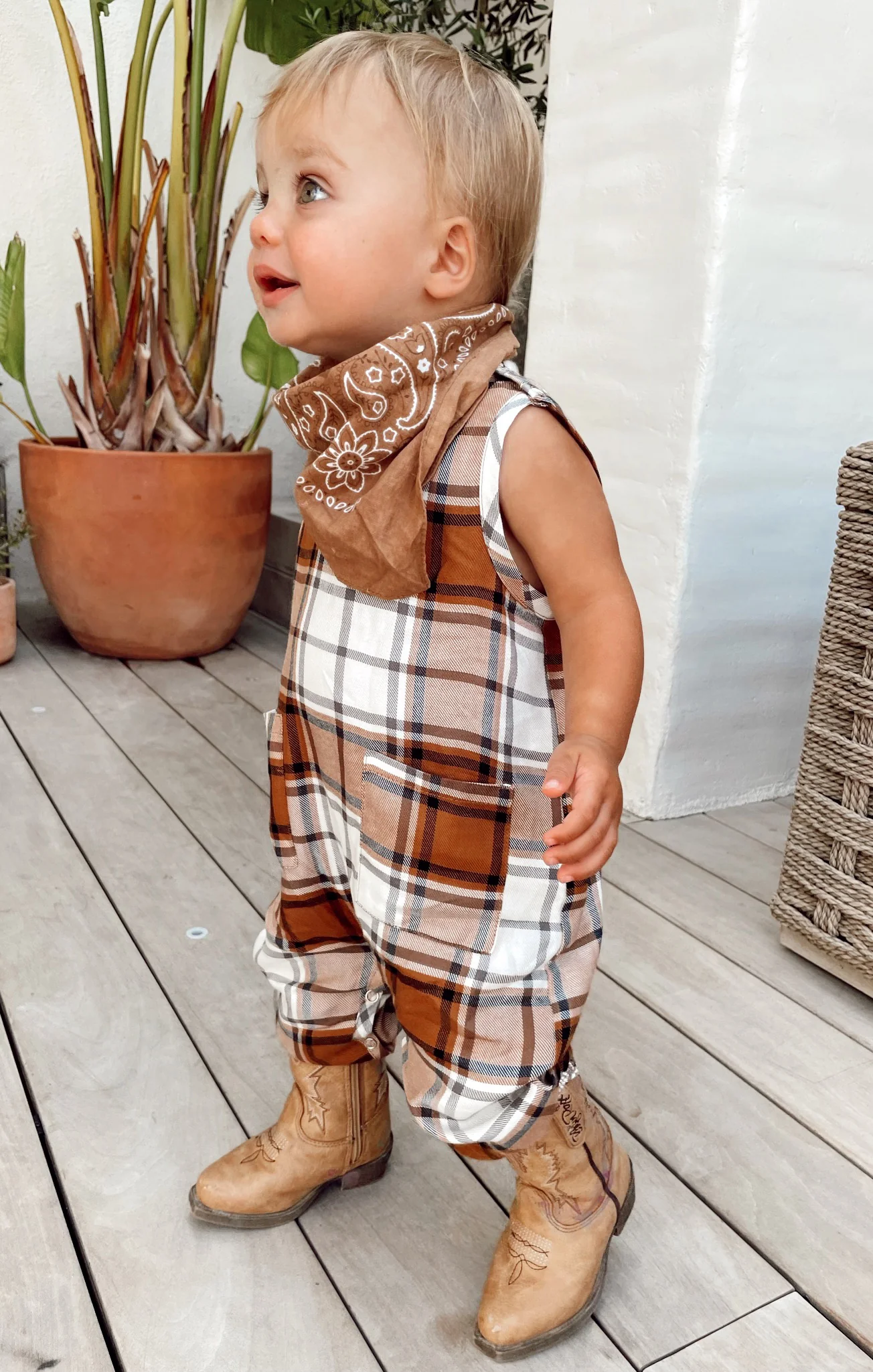 The Case Onesie ~ Tan Plaid