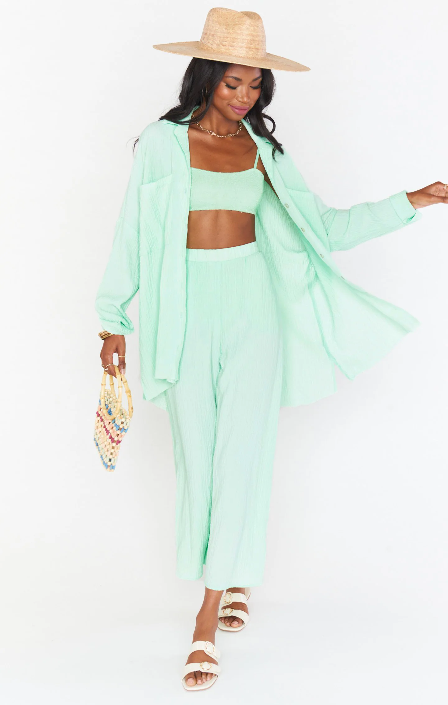 Button Down Shirt ~ Green Melon