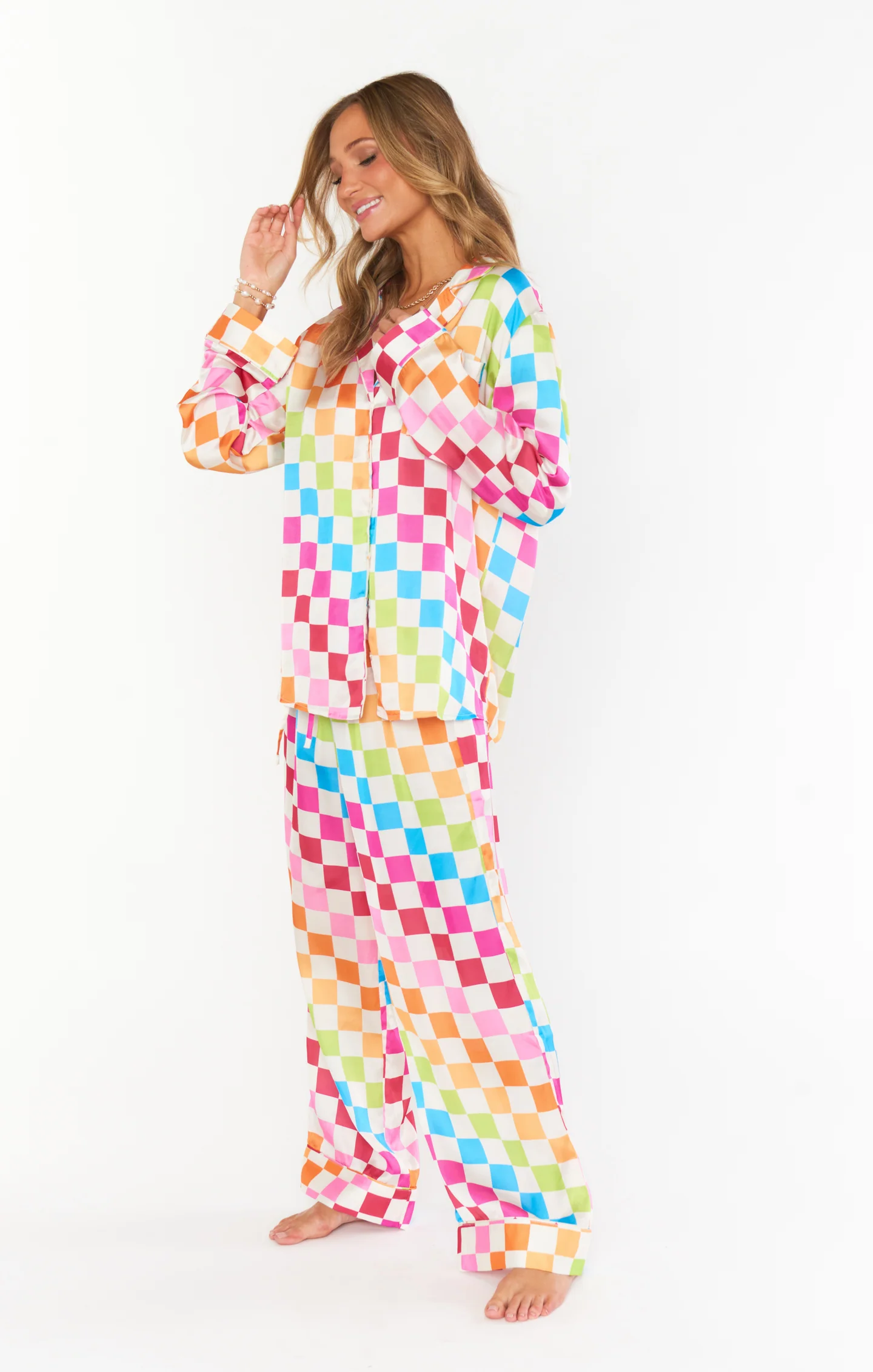 Classic PJ Set ~ Multi Checker Silky