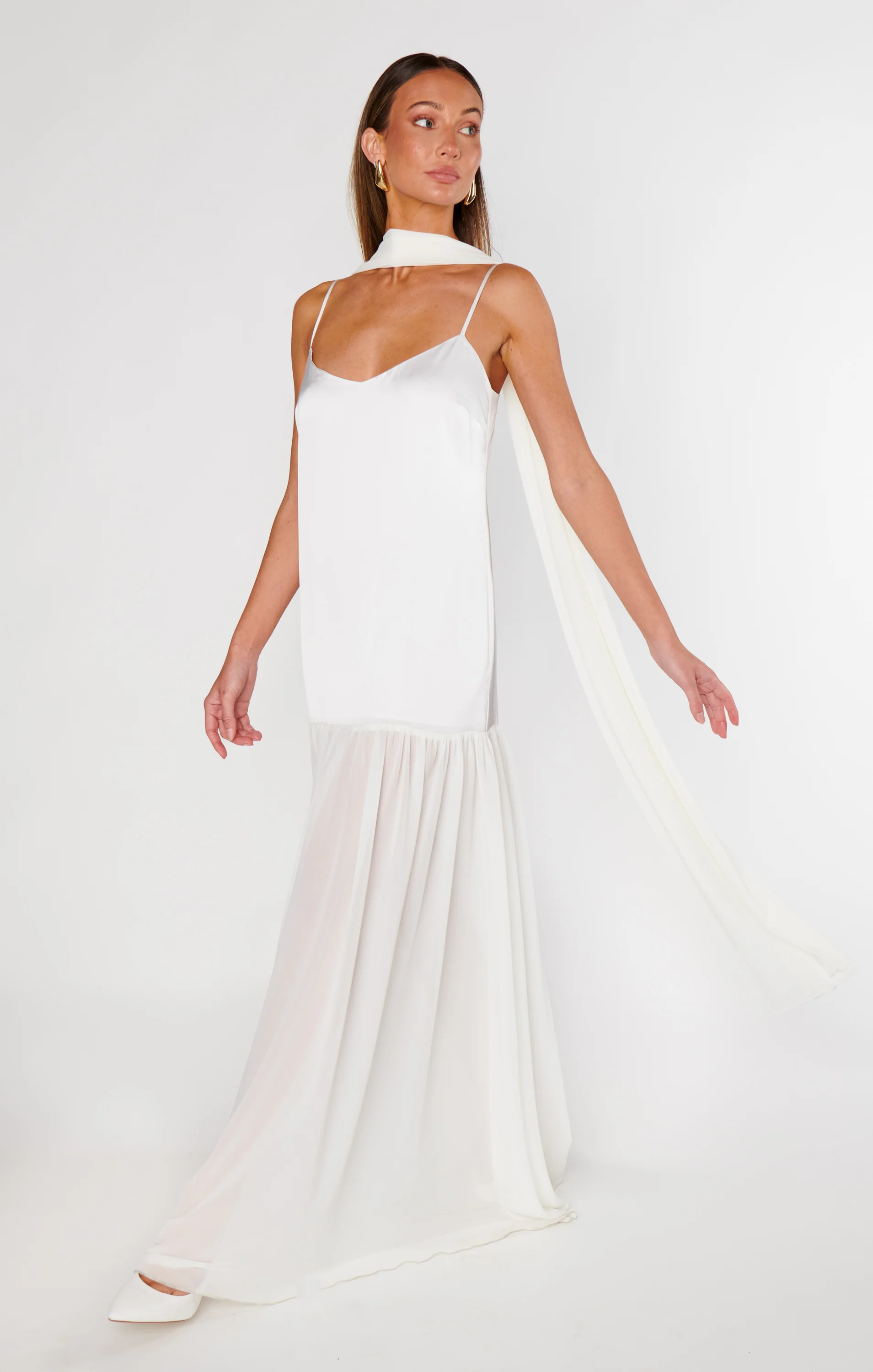 Dalia Maxi Dress ~ Ivory Luxe Satin