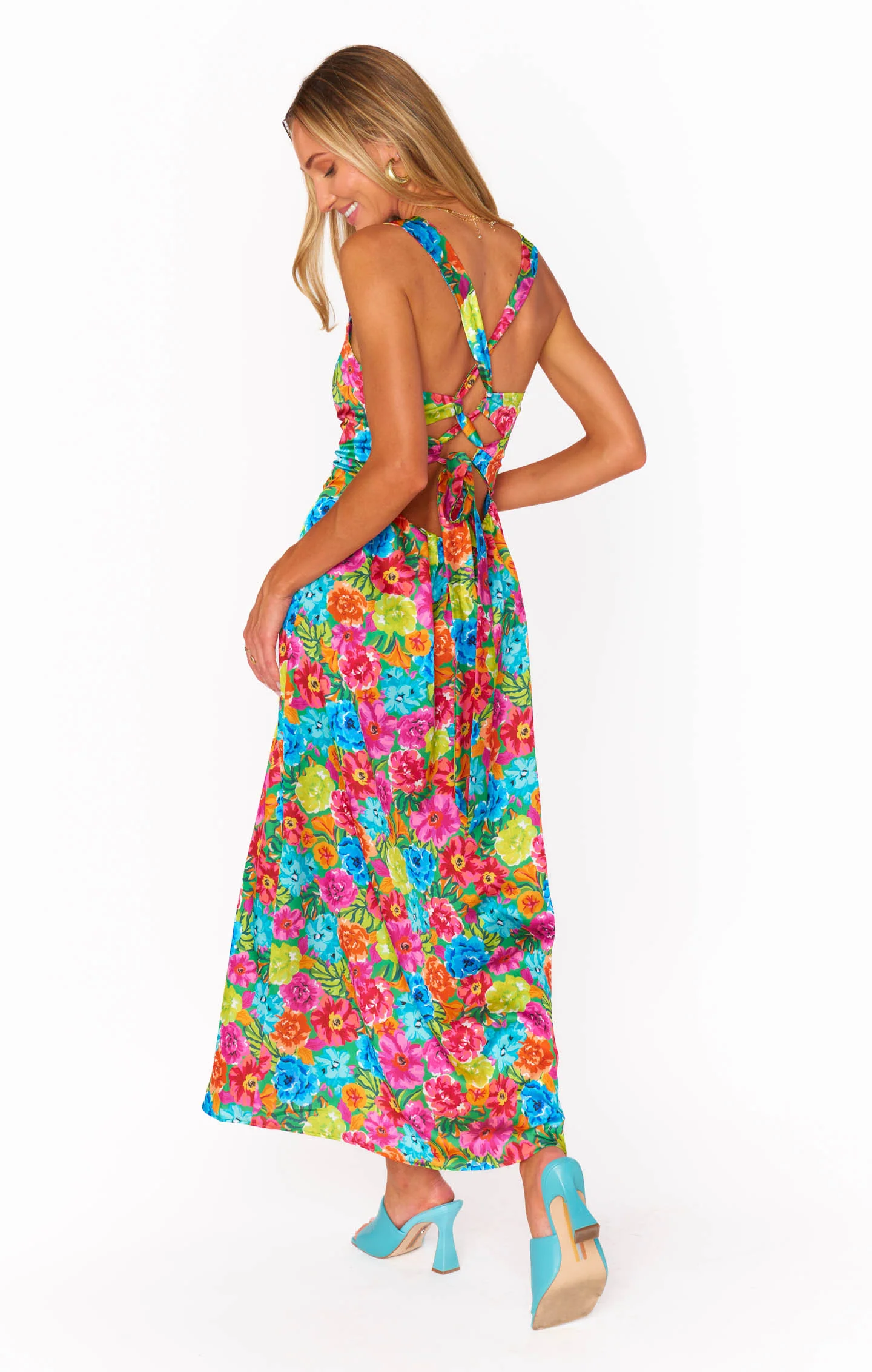 Luna Midi Dress ~ Vibrant Bloom Evening