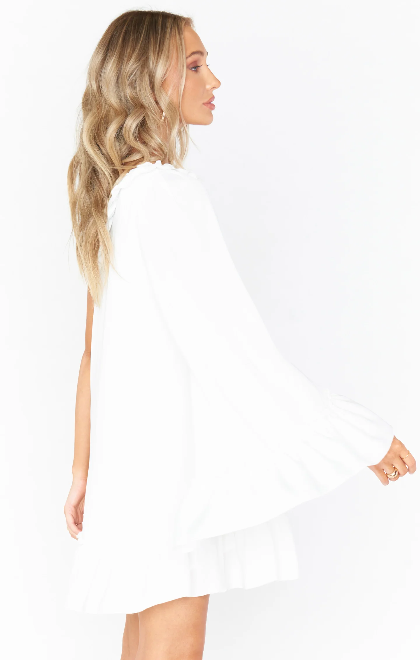 Wonder Mini Dress ~ White Silky Crepe